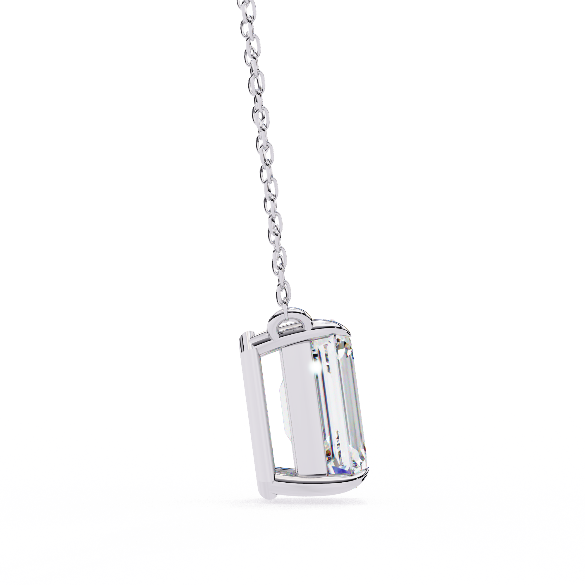 18k Gold plated Emerald Cut Diamond Pendent with chain