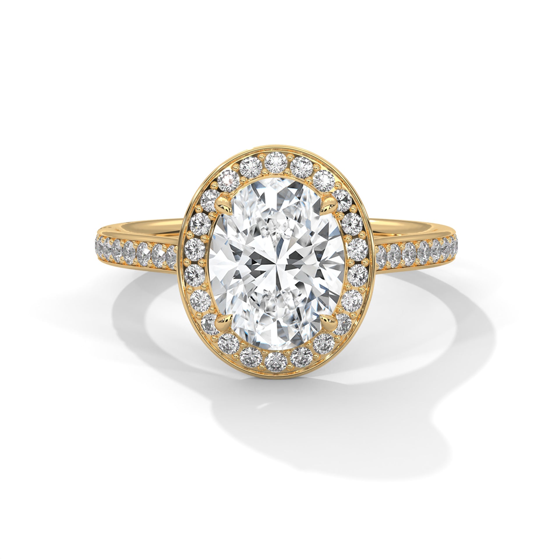 18KT Gold Plated Oval Cut Halo Solitaire moissanite Diamond Ring For Women