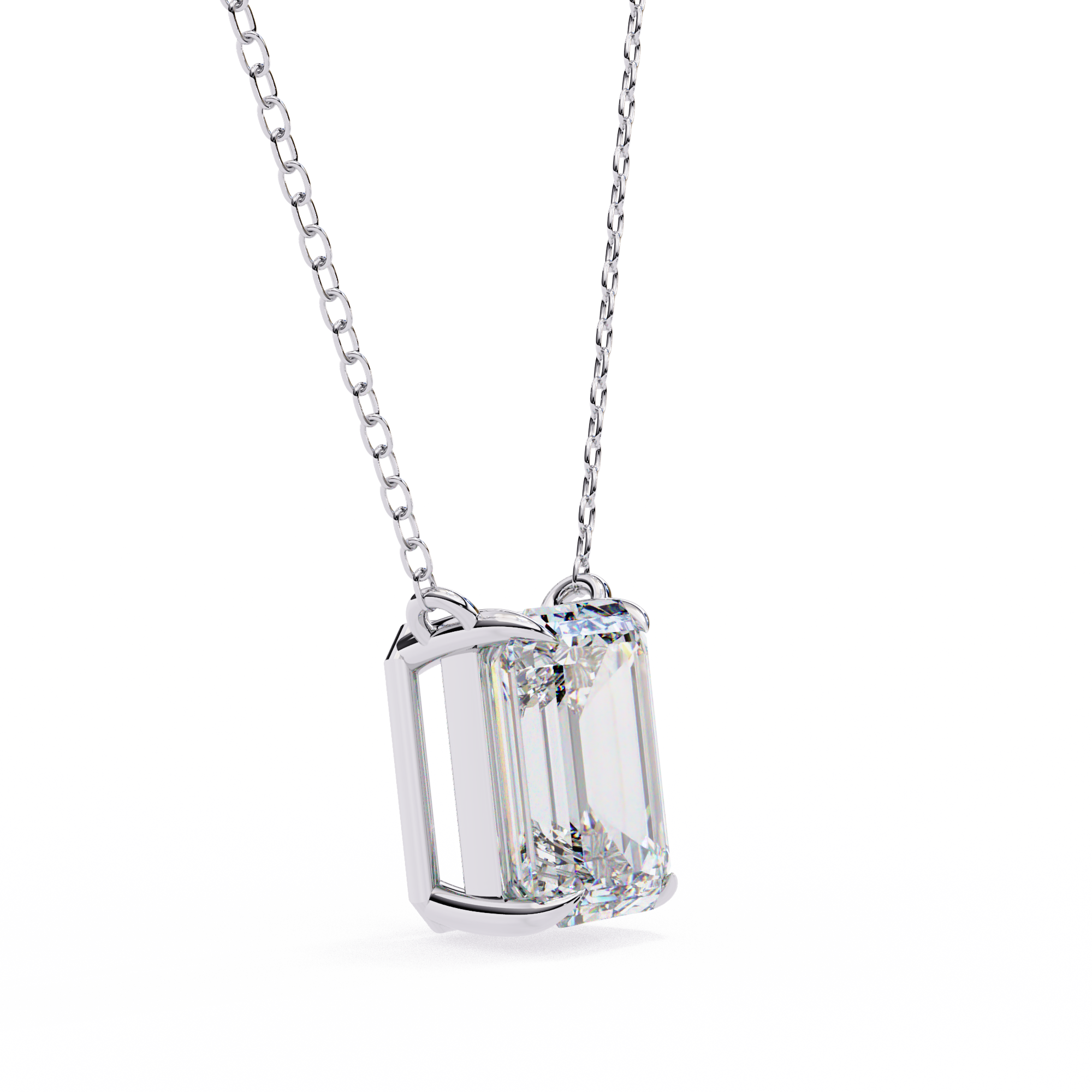 18k Gold plated Emerald Cut Diamond Pendent with chain