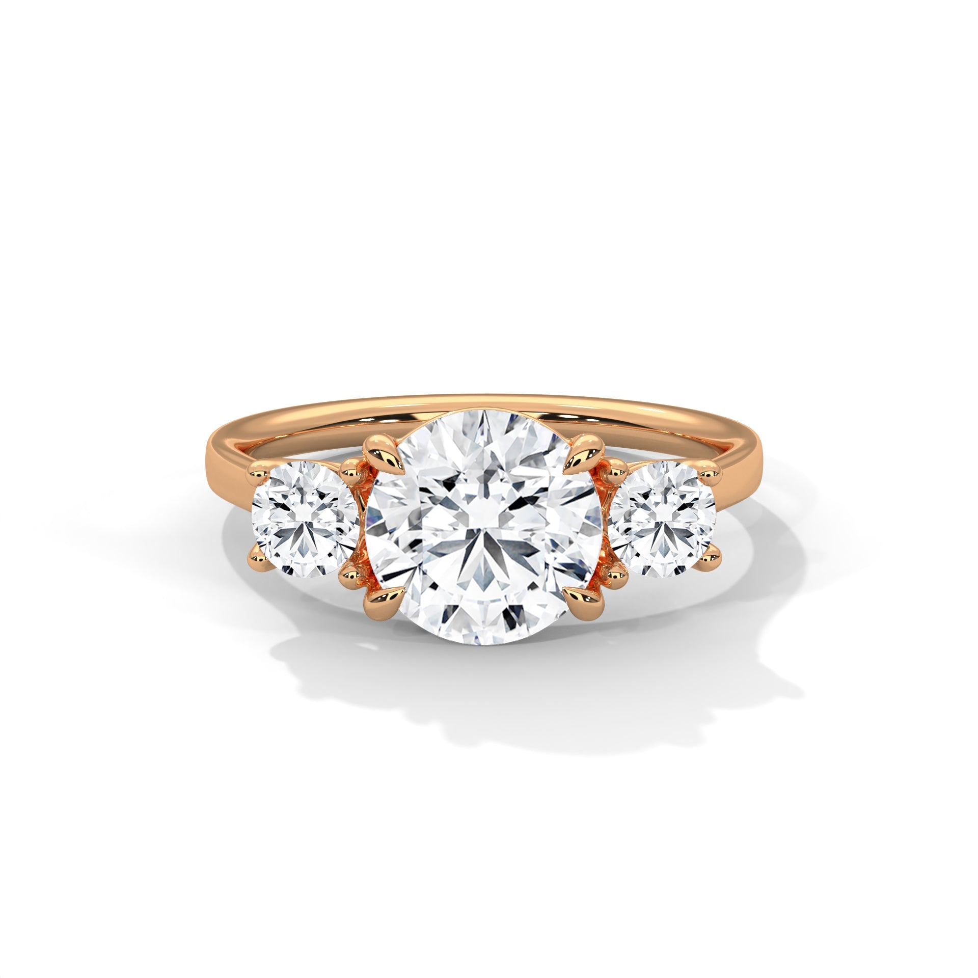 2.5ct moissanite Round Solitaire Trilogy Ring