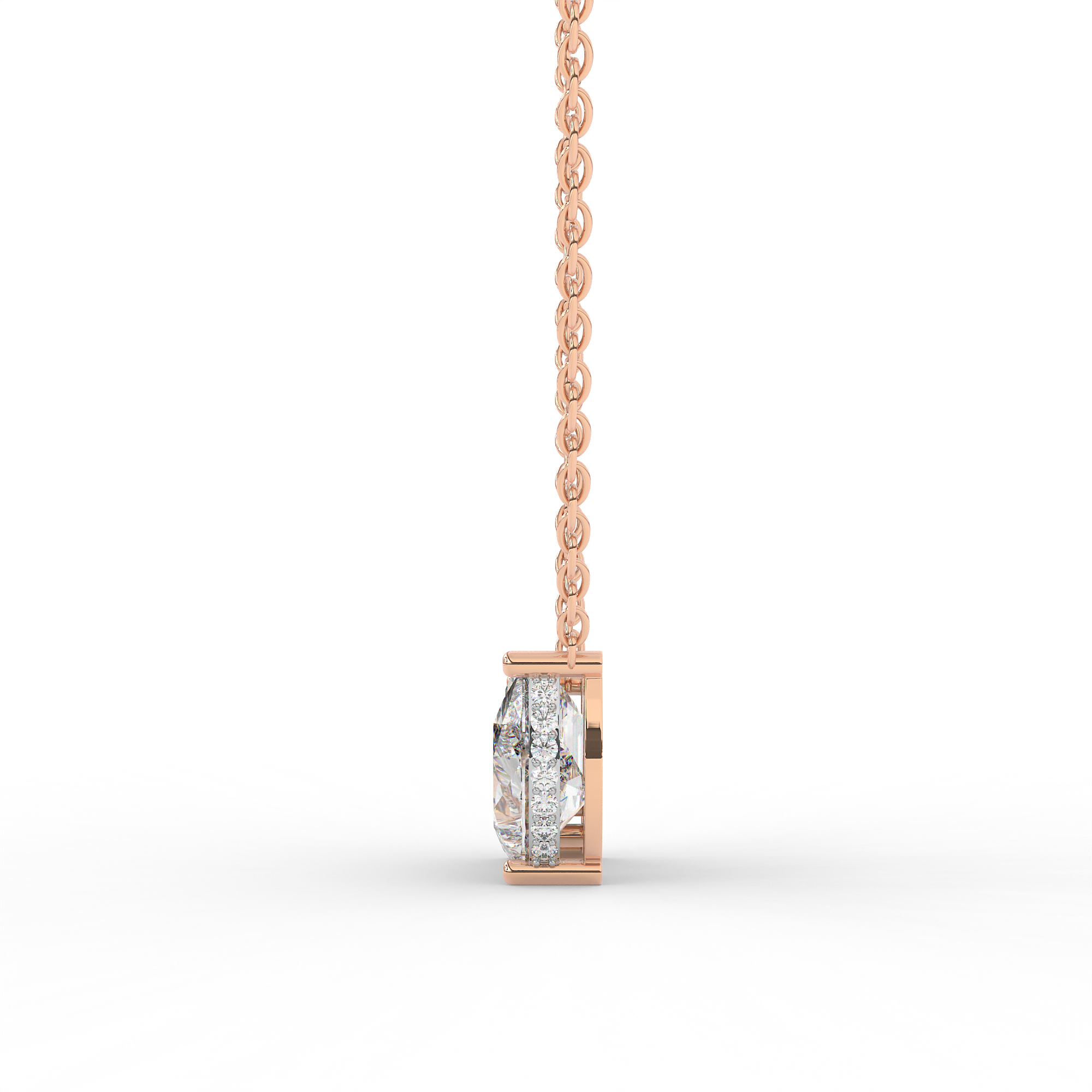 925 Silver Emerald & Pear cut shaped diamond of two-stone pendant