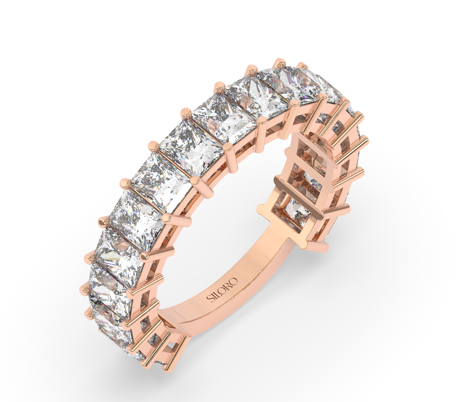 18KT Gold Plated 3.4 CT Emerald Cut half Eternity Ring