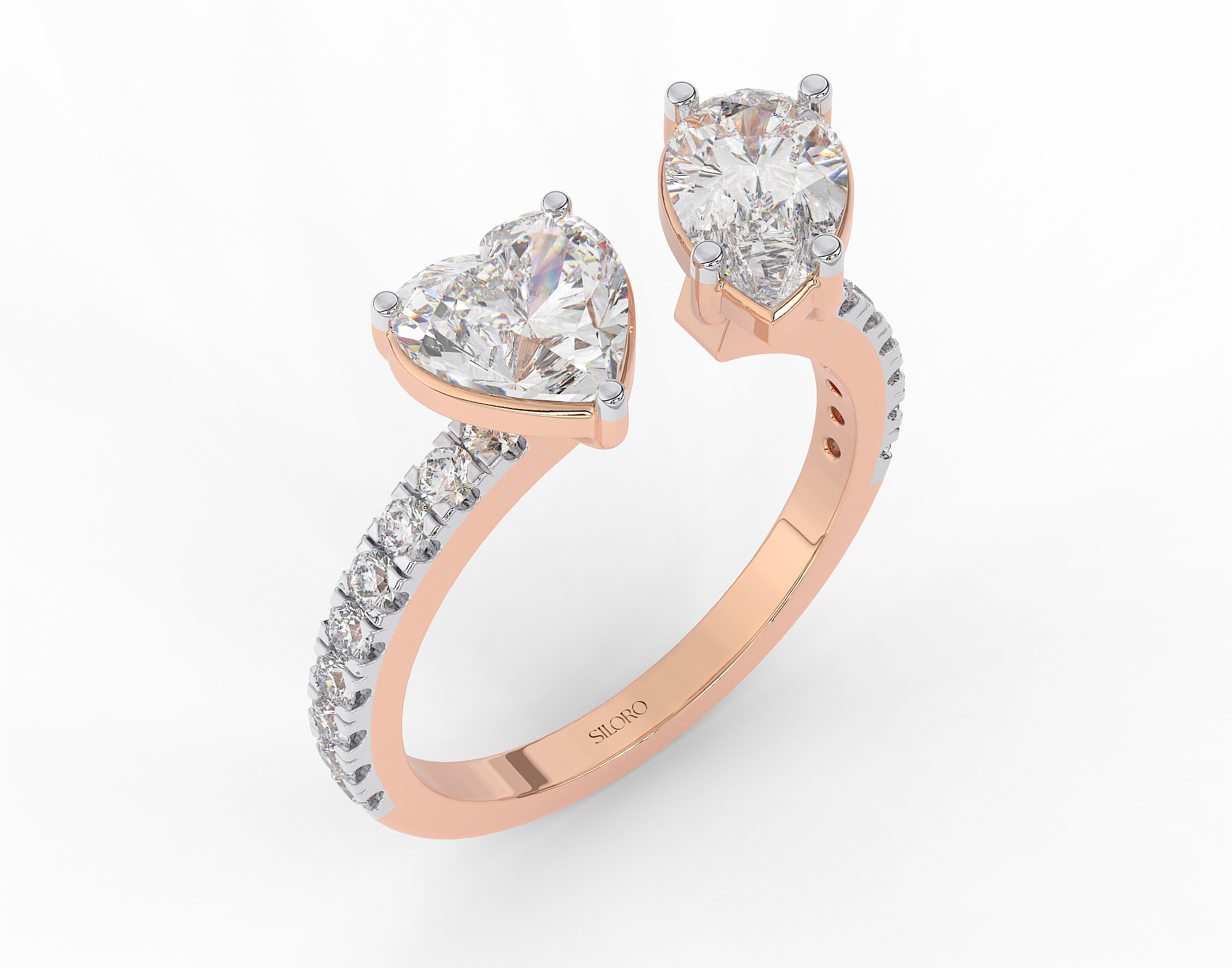 18K Gold Plated Heart & Pear Toi Moi Ring
