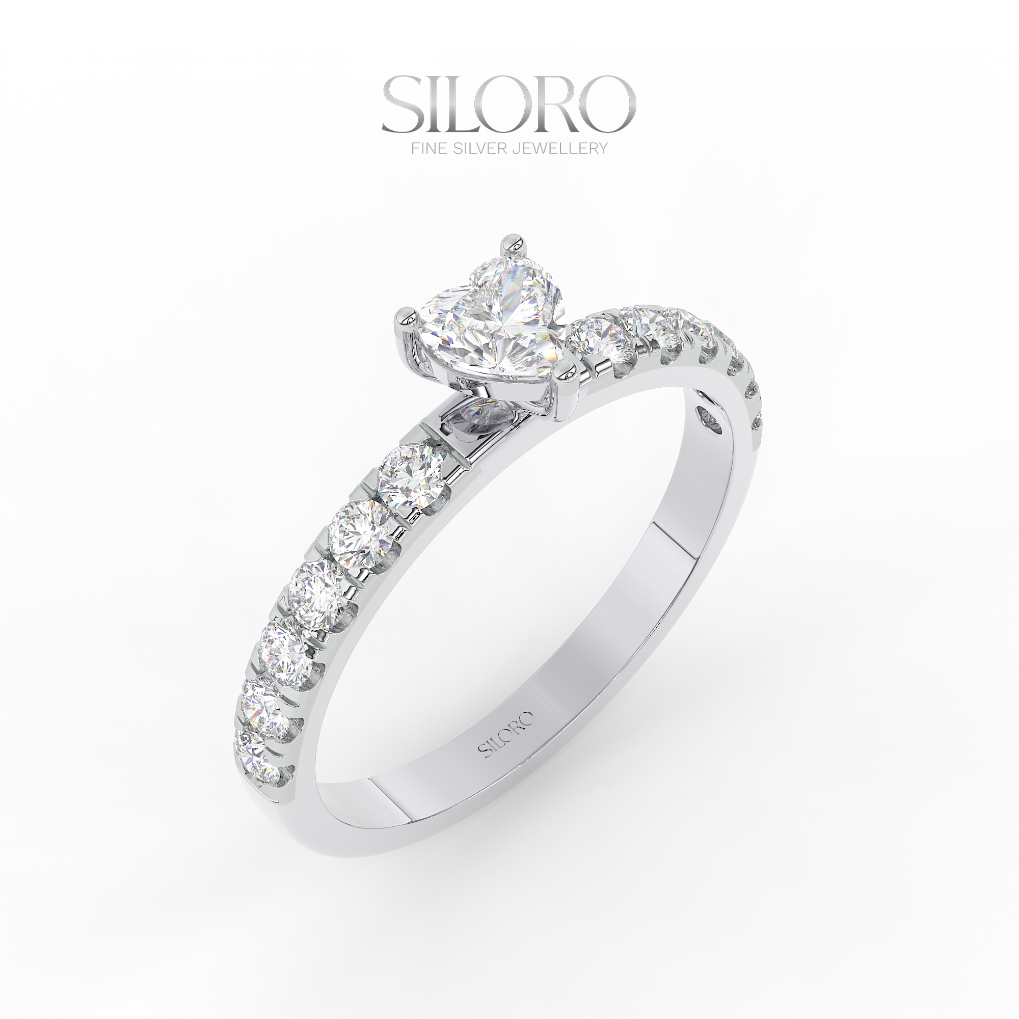 14 carat Gold Plated Silver 0.25ct Heart Shaped Diamond Moissanite Solitaire Ring