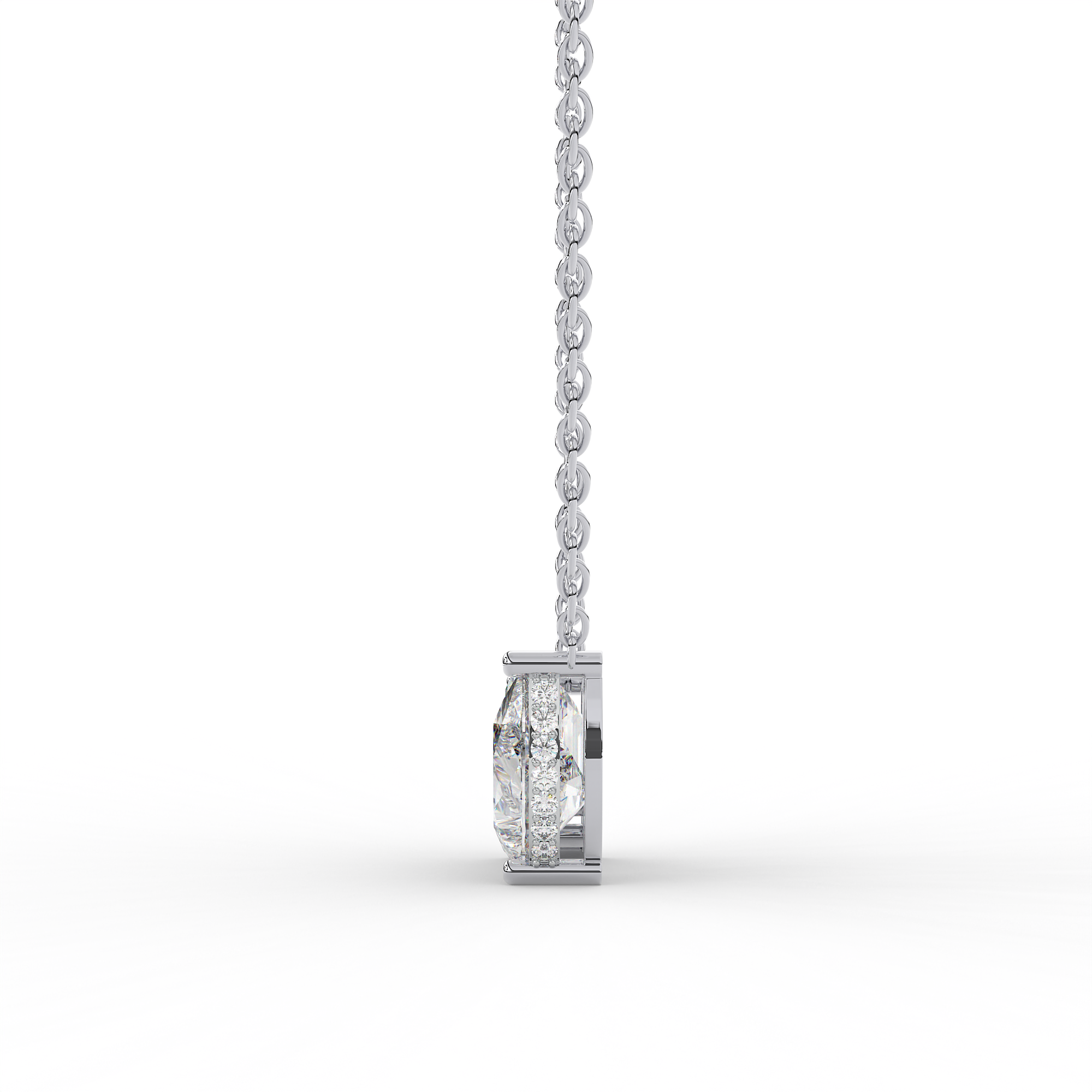 925 Silver Emerald & Pear cut shaped diamond of two-stone pendant