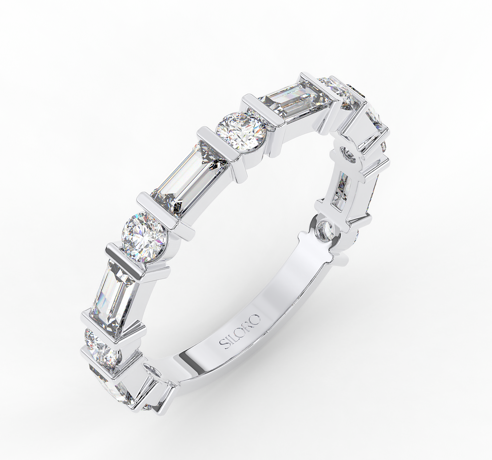 18KT Gold Plated 0.57 baguette cut diamonds and 0.46 carat round cut diamonds Ring