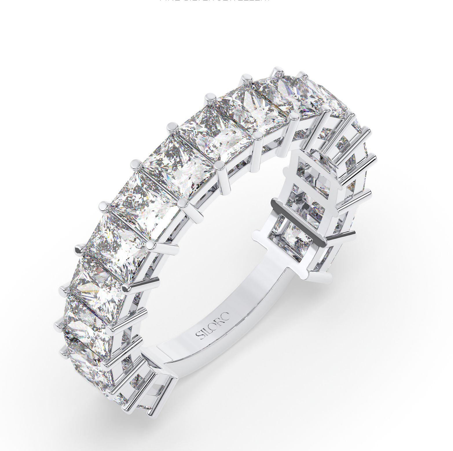 18KT Gold Plated 3.4 CT Emerald Cut half Eternity Ring