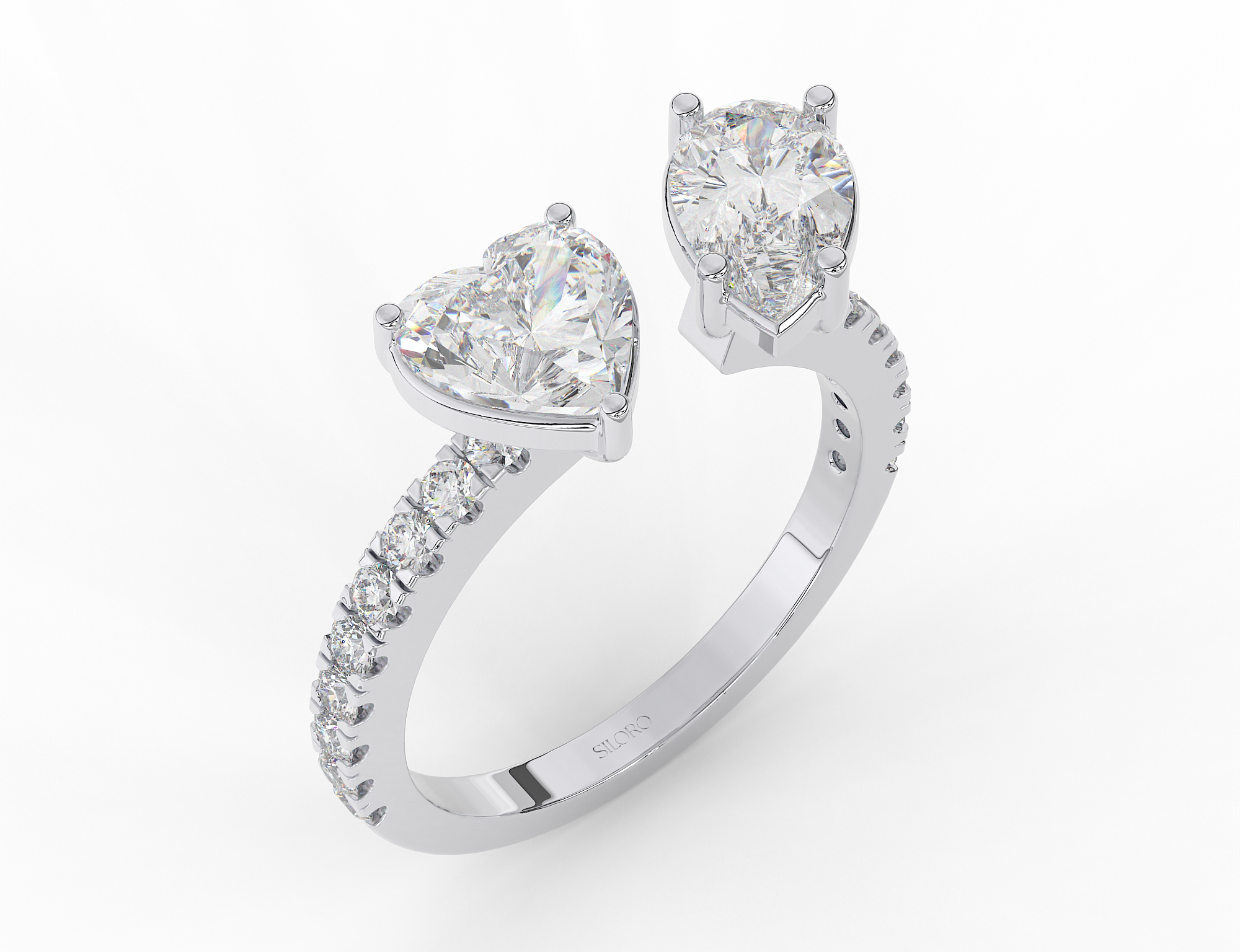 18K Gold Plated Heart & Pear Toi Moi Ring