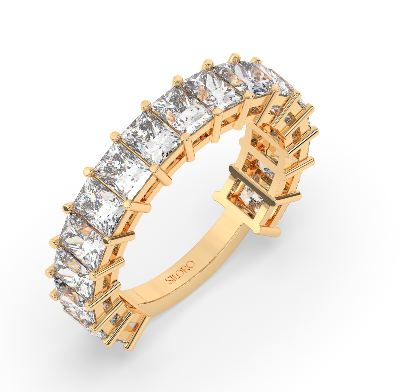 18KT Gold Plated 3.4 CT Emerald Cut half Eternity Ring
