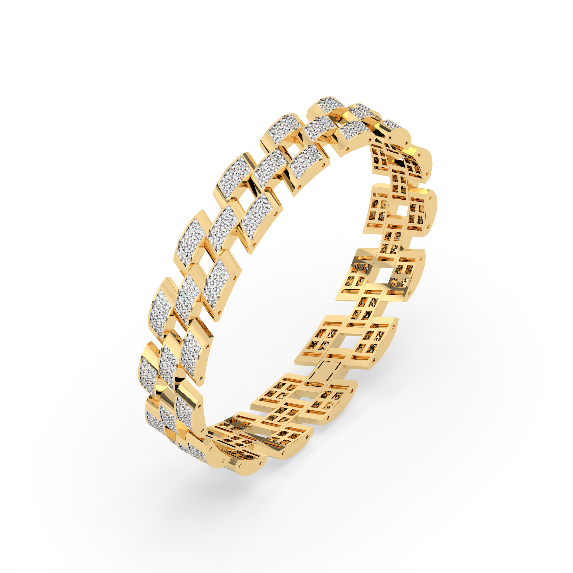 18KT Gold Plated Nova Brick Pave Bracelet