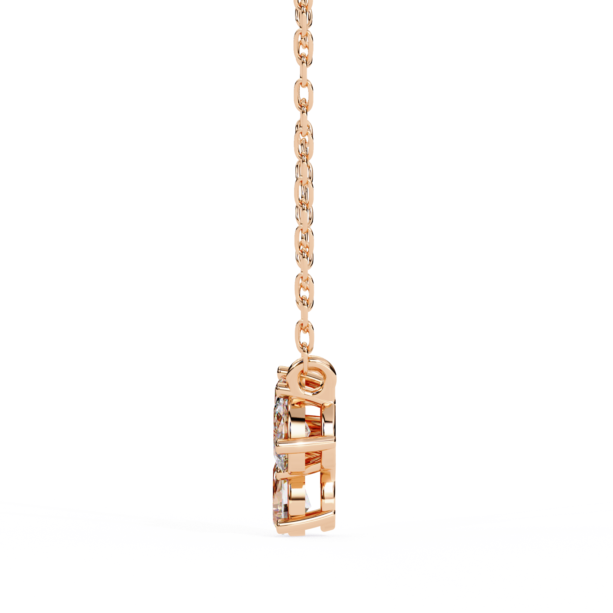 18KT Gold Plated diamond pendant features a unique cluster of three different diamond cut