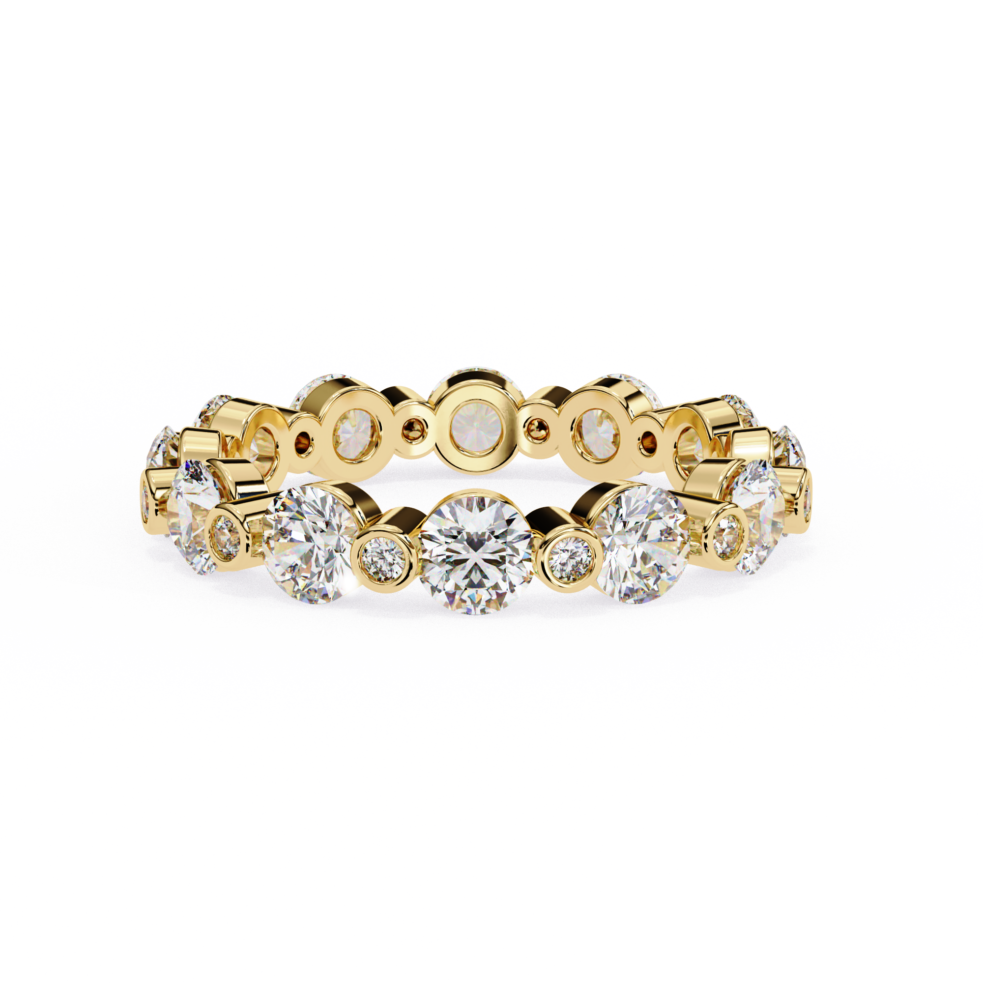 18KT Gold Plated Round Cut Éclat Bezel Eternity Ring