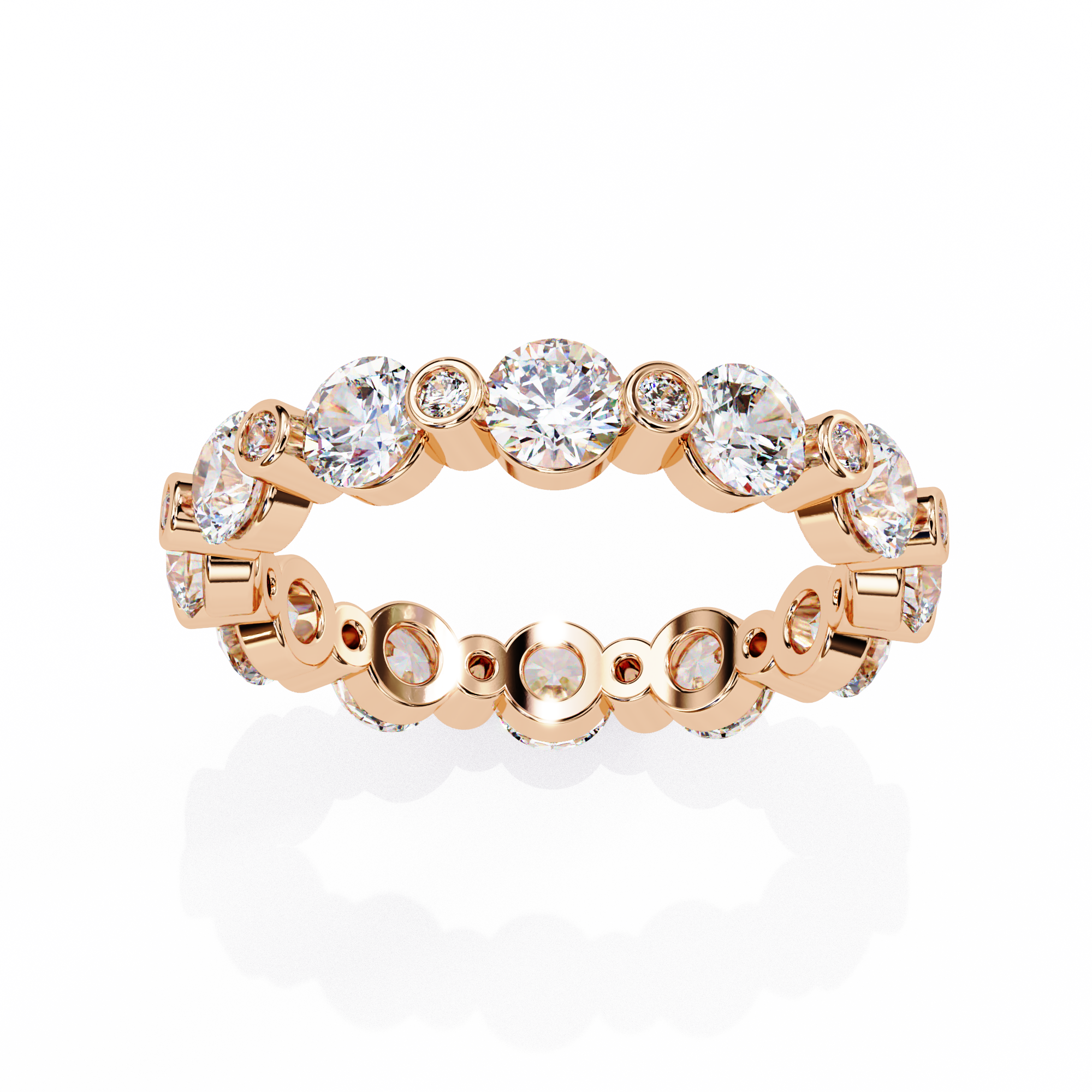 18KT Gold Plated Round Cut Éclat Bezel Eternity Ring
