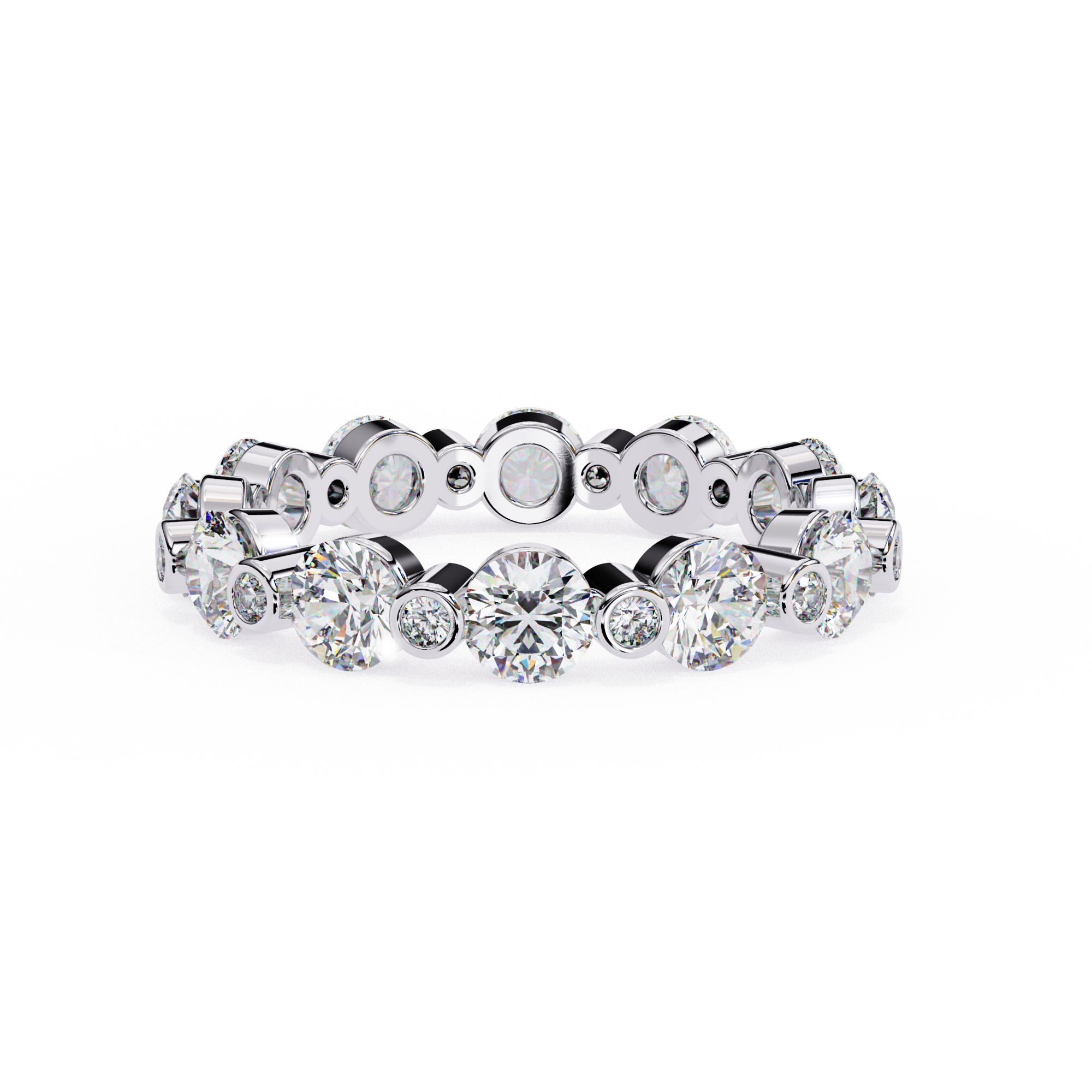 18KT Gold Plated Round Cut Éclat Bezel Eternity Ring
