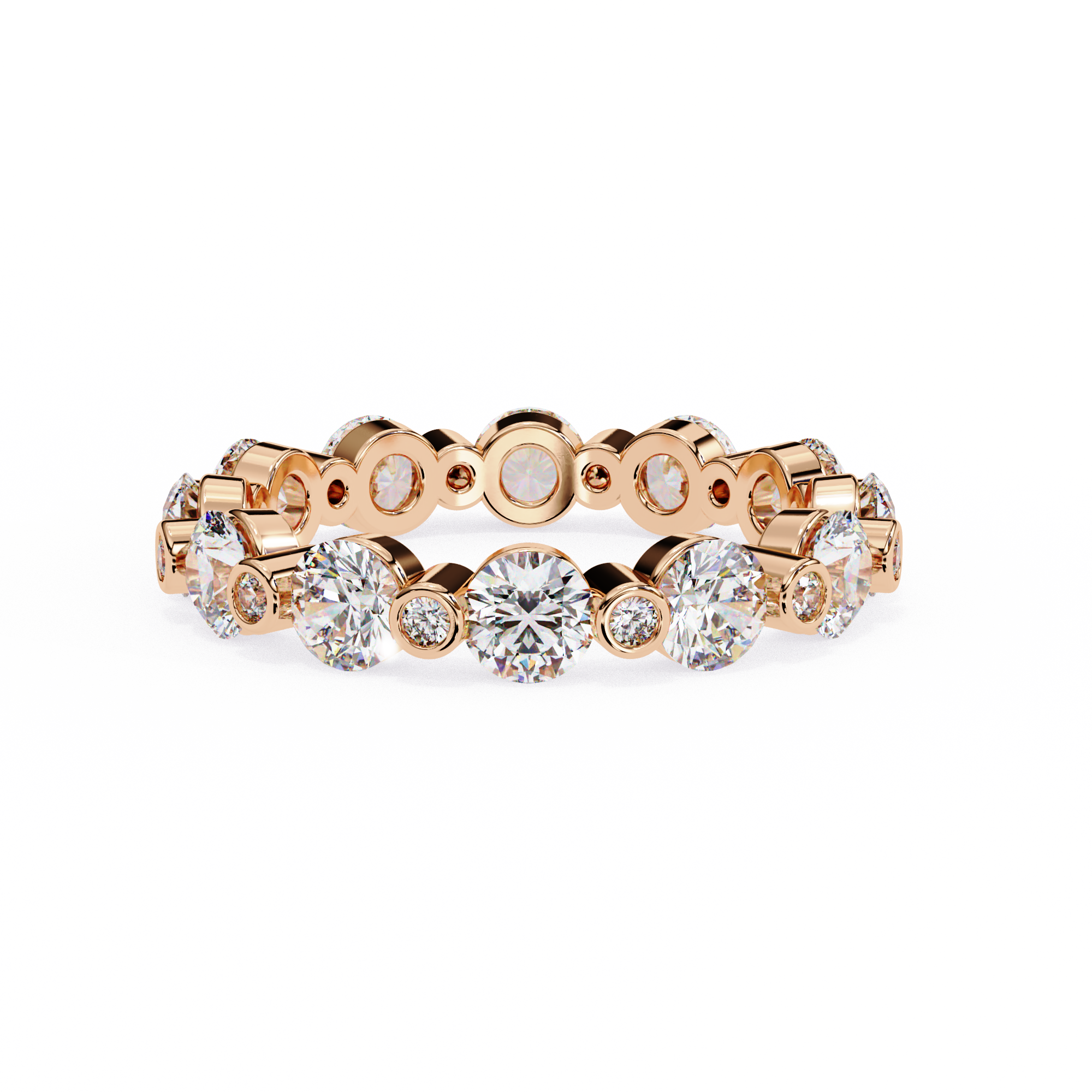 18KT Gold Plated Round Cut Éclat Bezel Eternity Ring