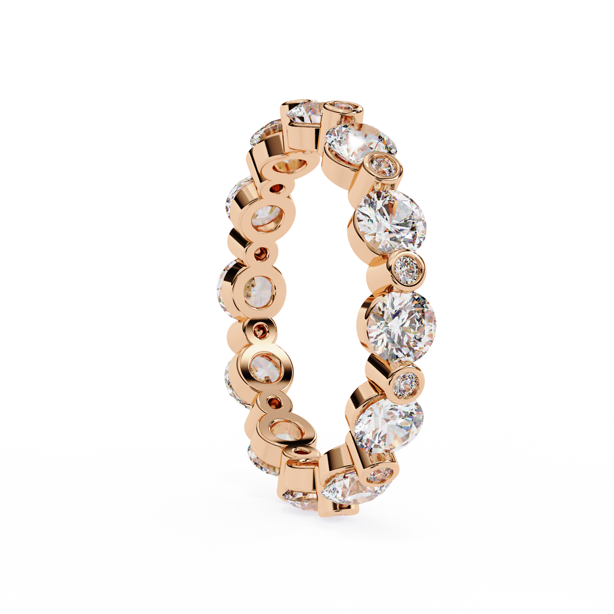 18KT Gold Plated Round Cut Éclat Bezel Eternity Ring
