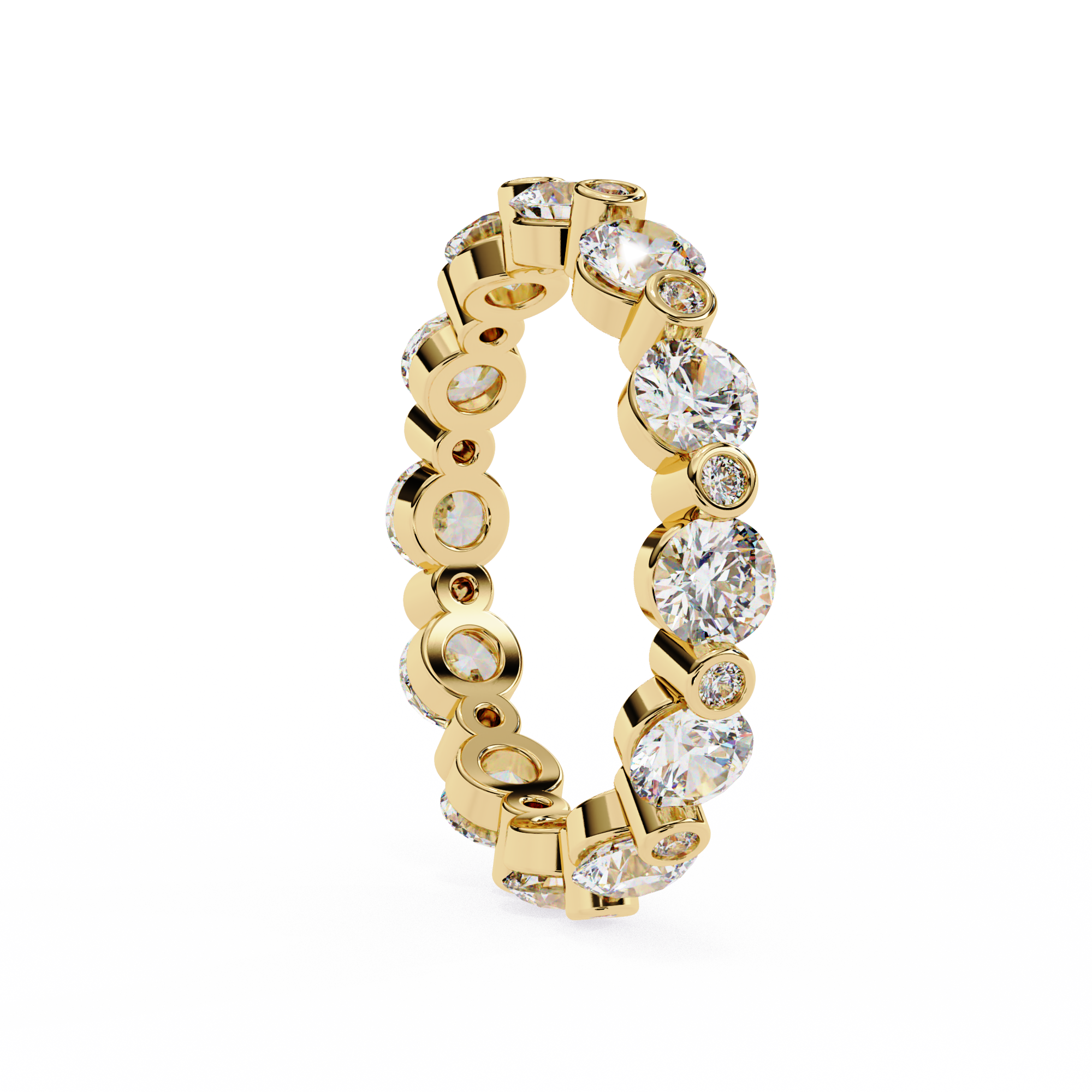 18KT Gold Plated Round Cut Éclat Bezel Eternity Ring
