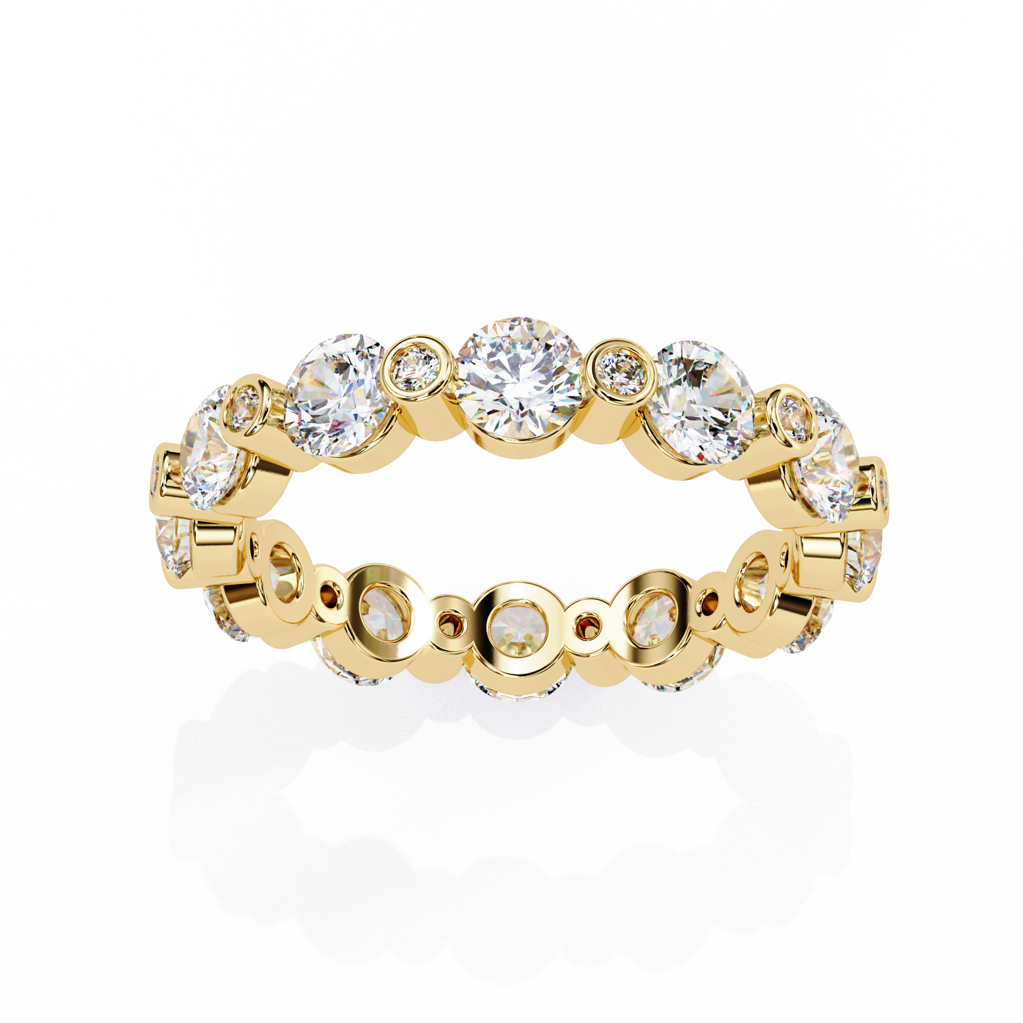 18KT Gold Plated Round Cut Éclat Bezel Eternity Ring