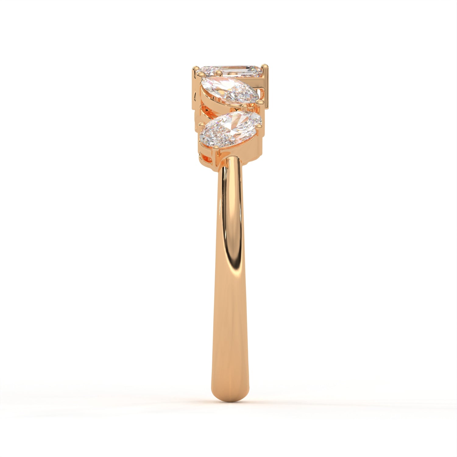 18K Gold Plated Five Stone Mixed Cut Ring