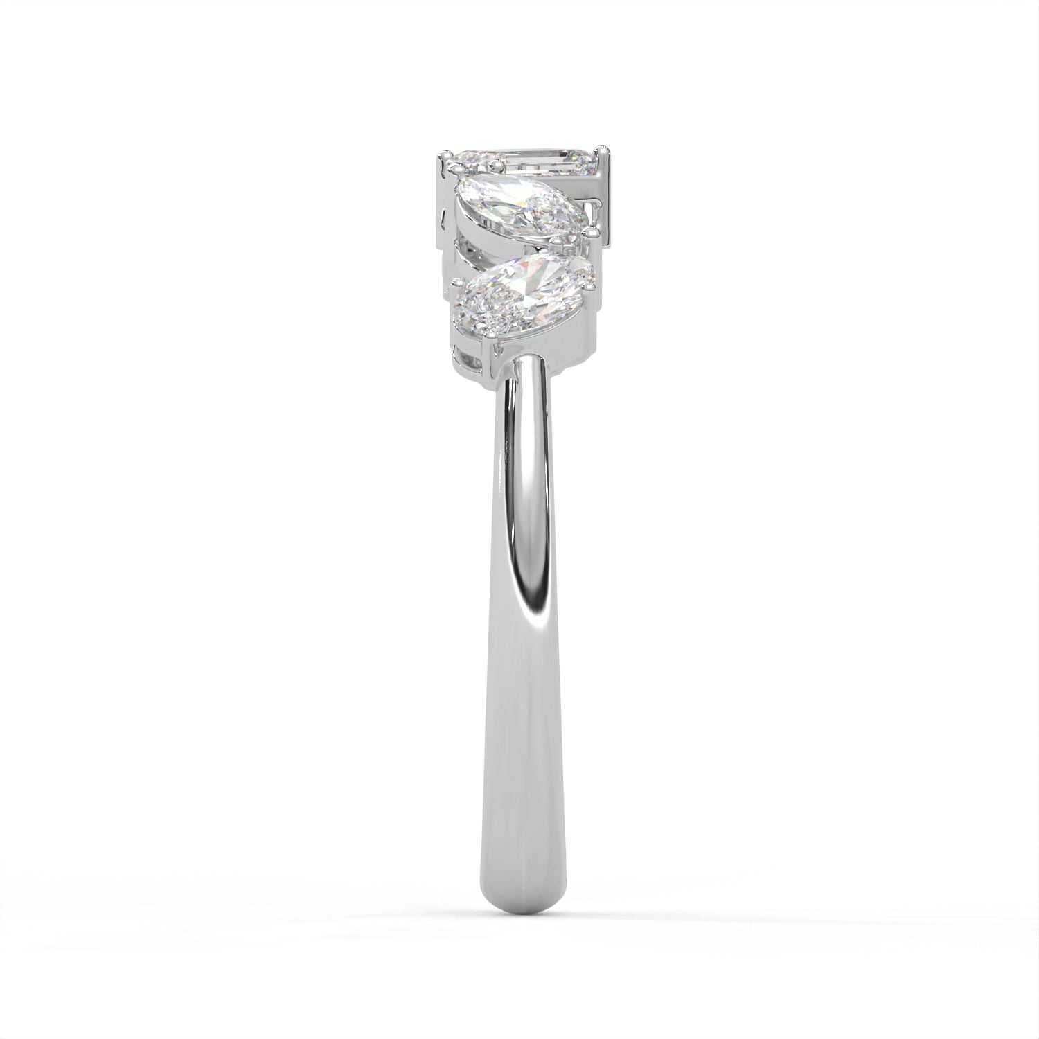 18K Gold Plated Five Stone Mixed Cut Ring