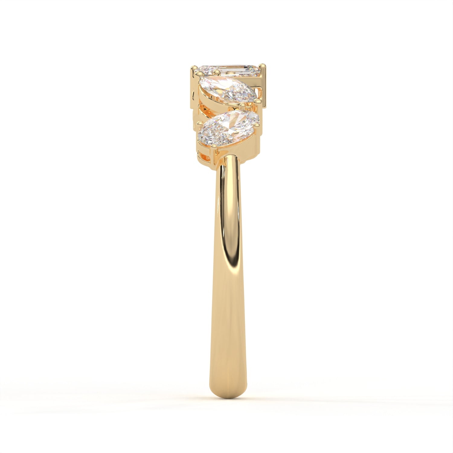 18K Gold Plated Five Stone Mixed Cut Ring