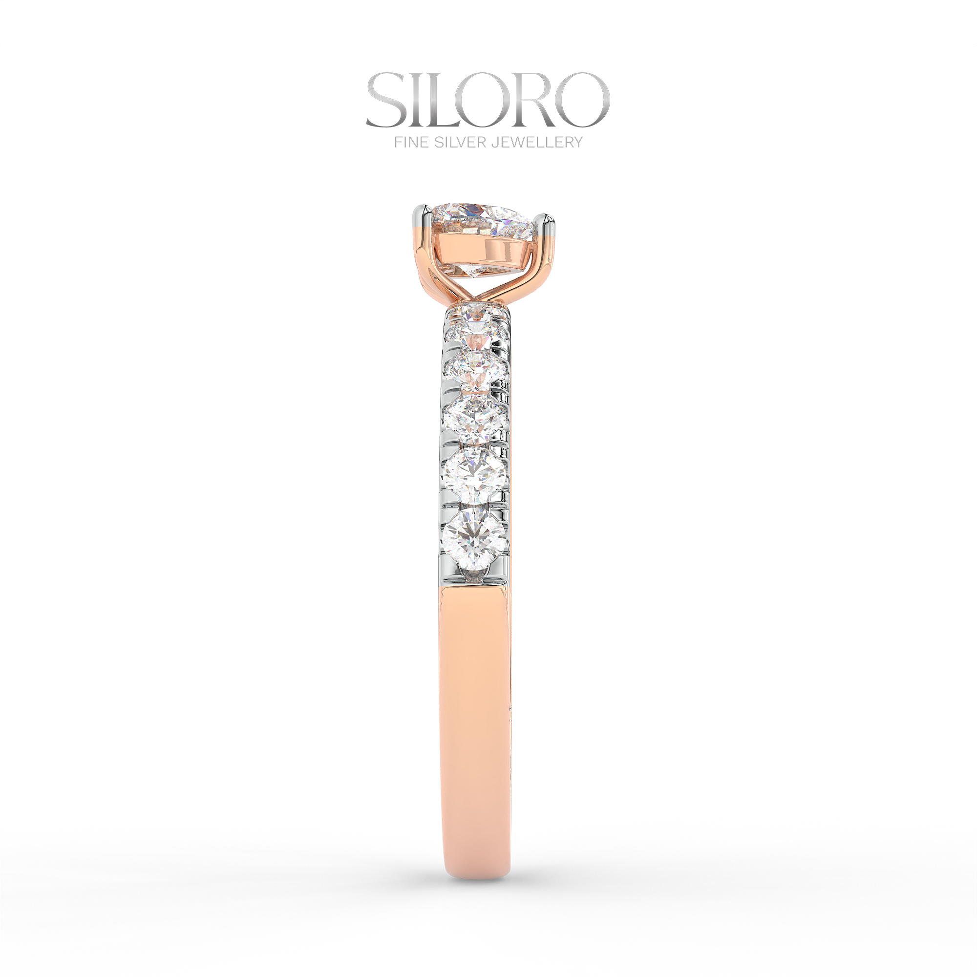 14 carat Gold Plated Silver 0.25ct Heart Shaped Diamond Moissanite Solitaire Ring