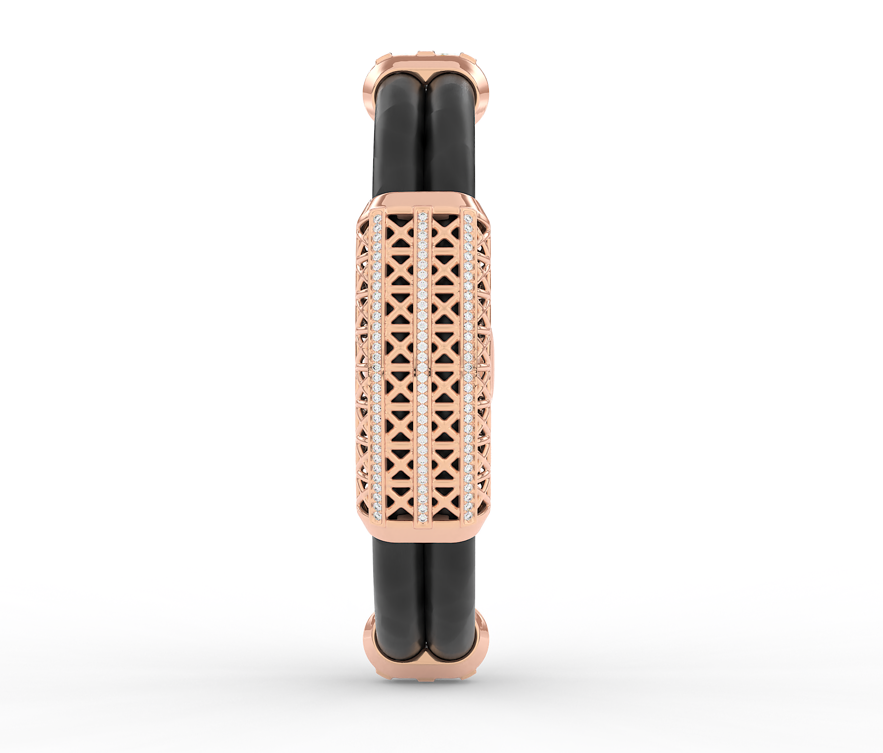 18KT Gold Plated black silicone band moissanite Diamond Lattice Bracelet