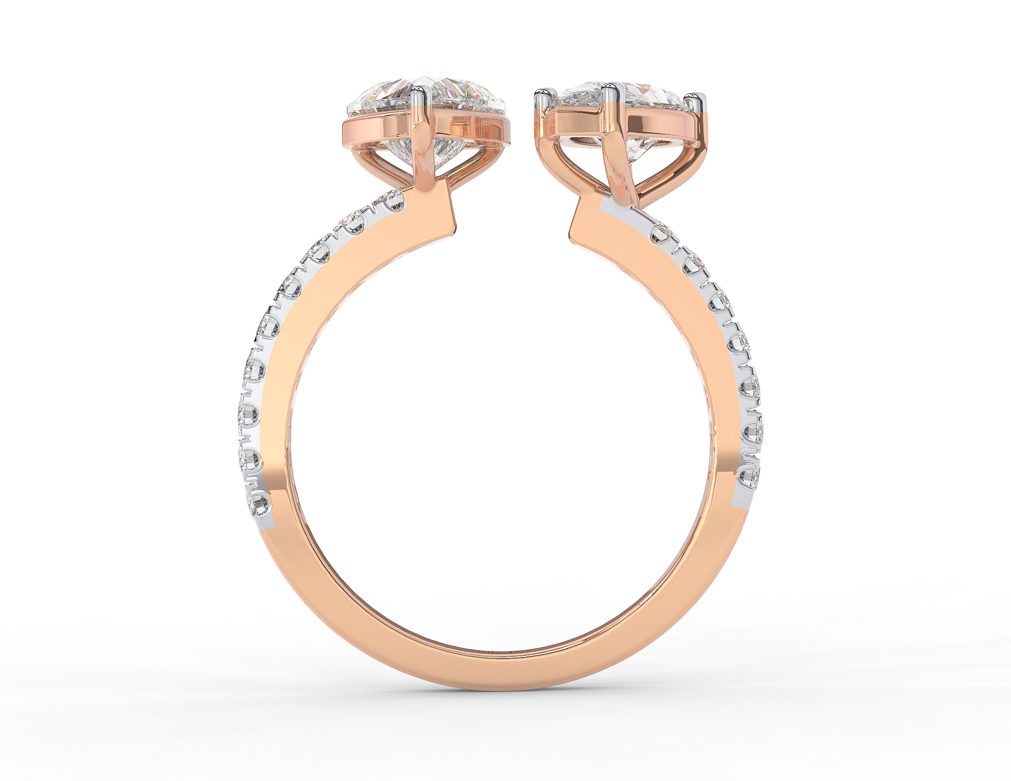 18K Gold Plated Heart & Pear Toi Moi Ring