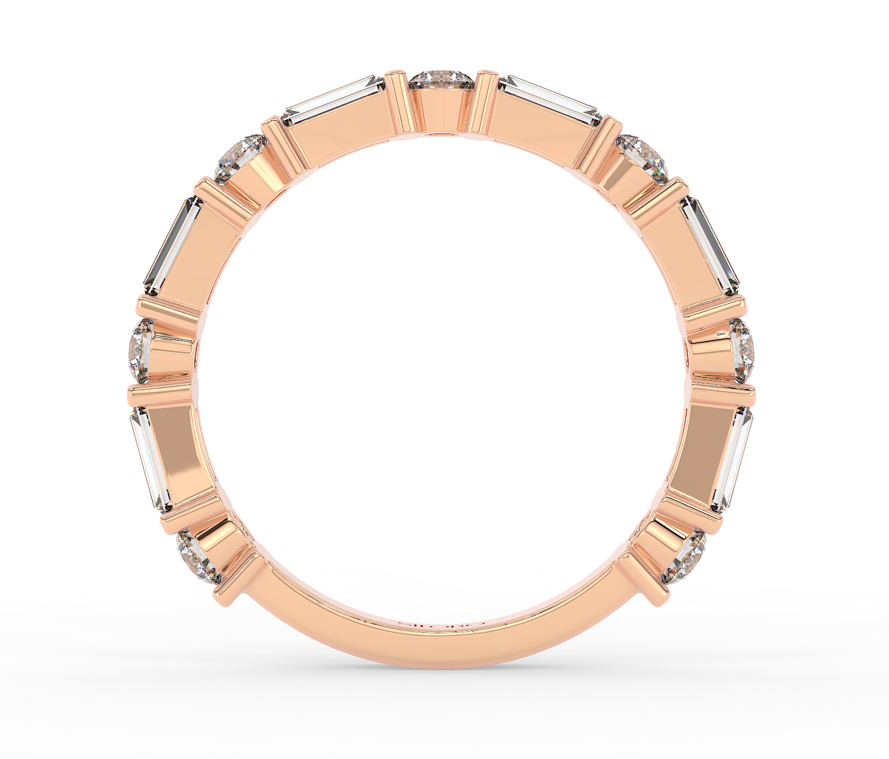 18KT Gold Plated 0.57 baguette cut diamonds and 0.46 carat round cut diamonds Ring