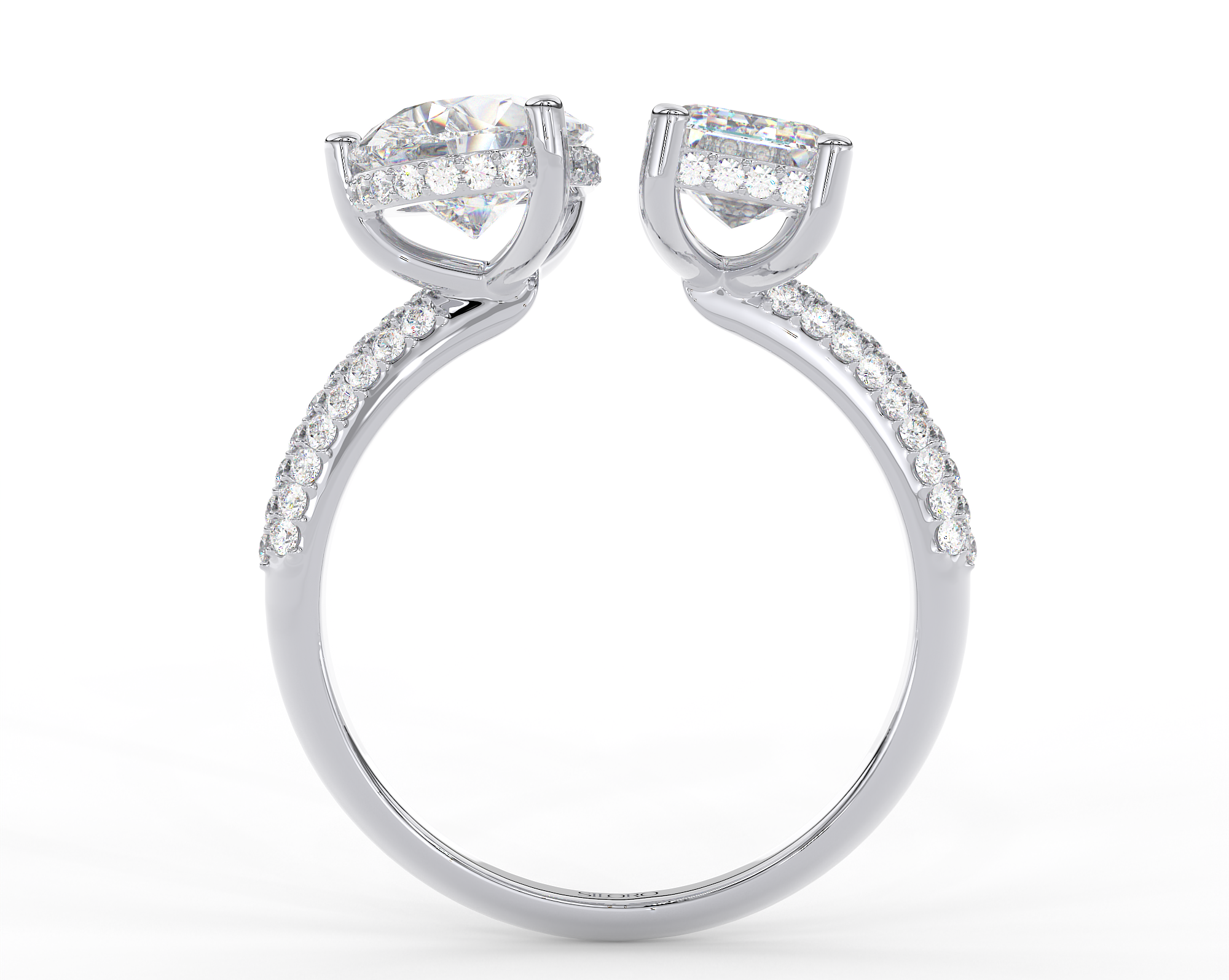 18KT Gold Plated Toi Moi moissanite emerald and pear shaped solitaire diamond Ring