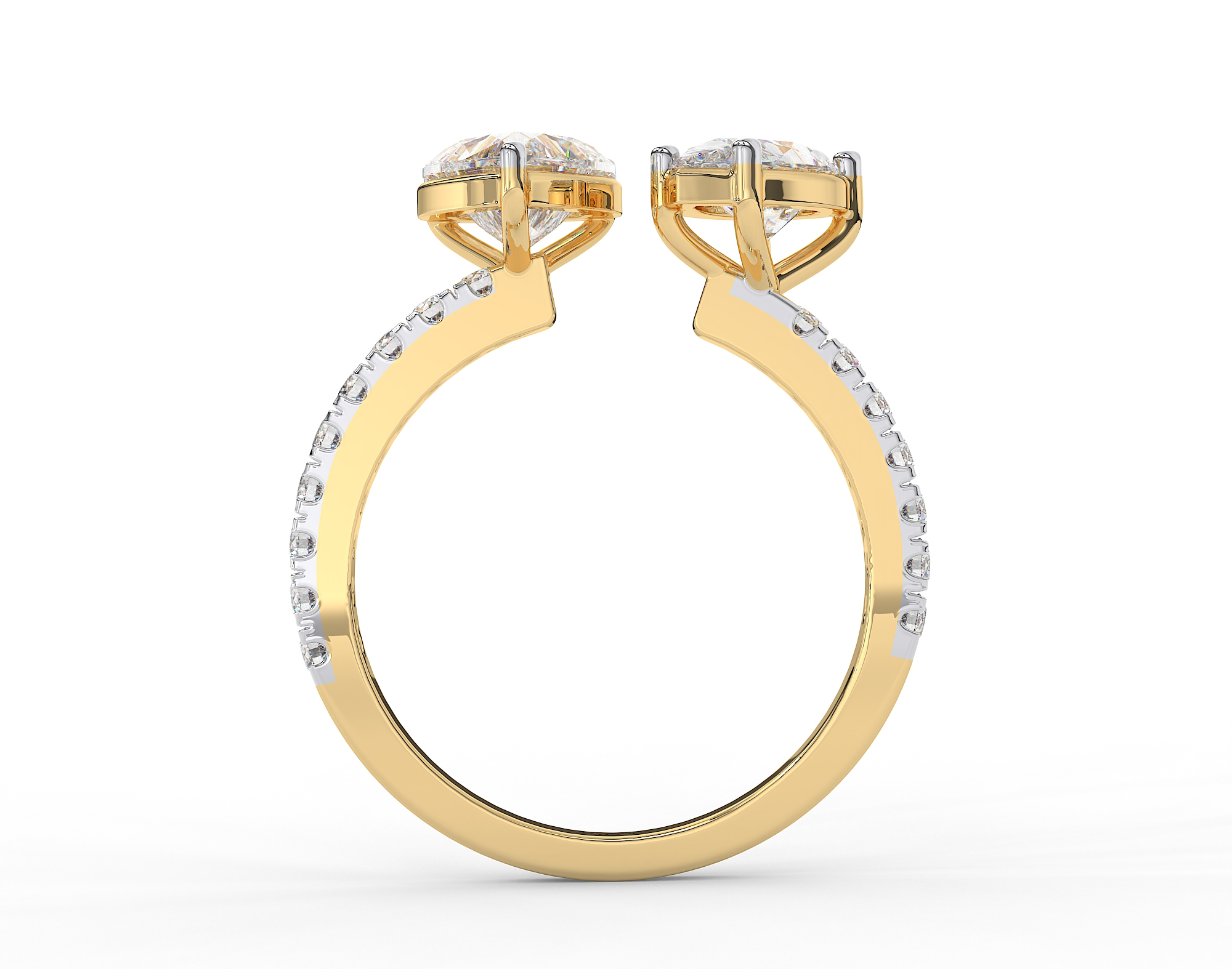 18K Gold Plated Heart & Pear Toi Moi Ring