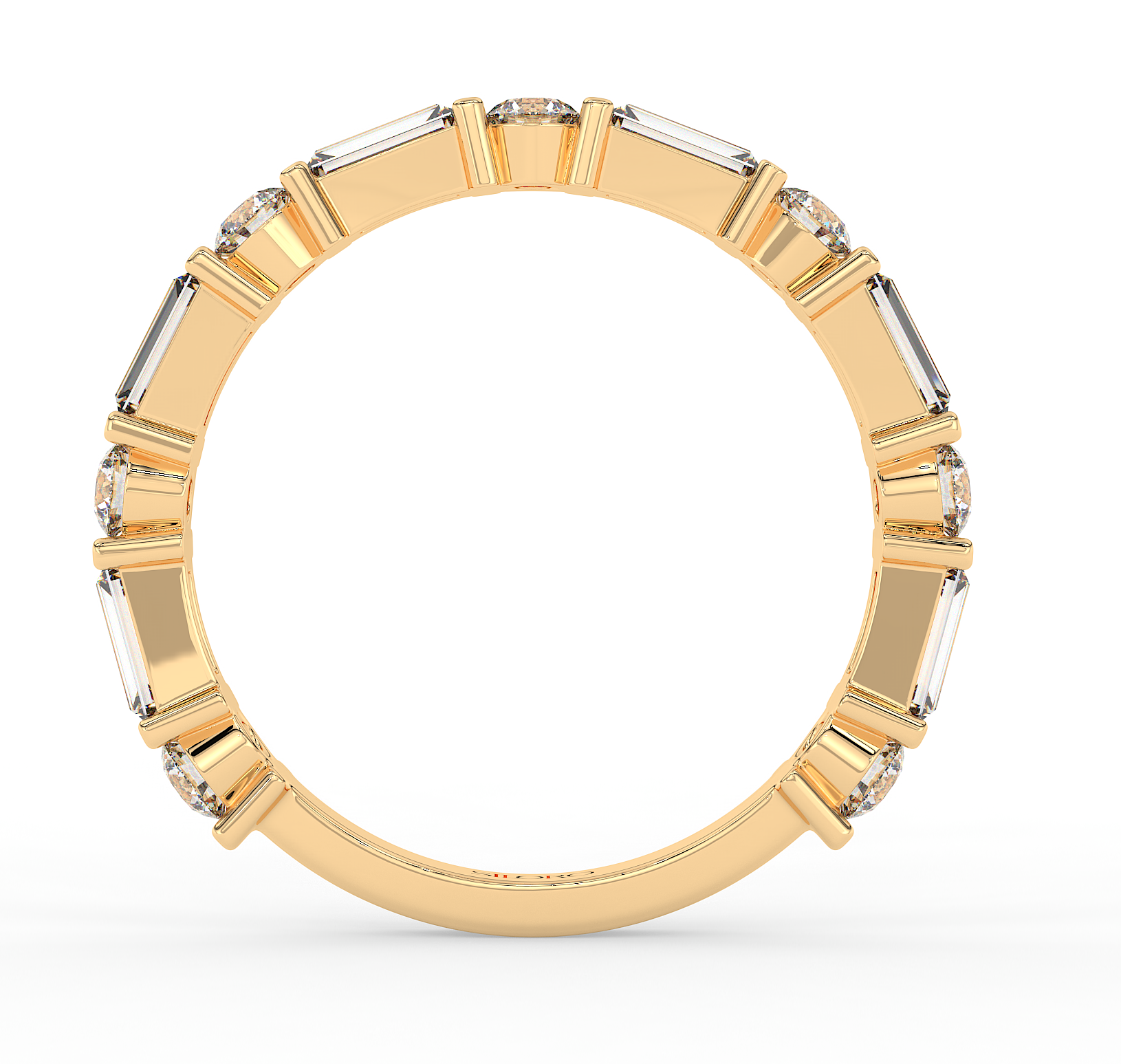 18KT Gold Plated 0.57 baguette cut diamonds and 0.46 carat round cut diamonds Ring