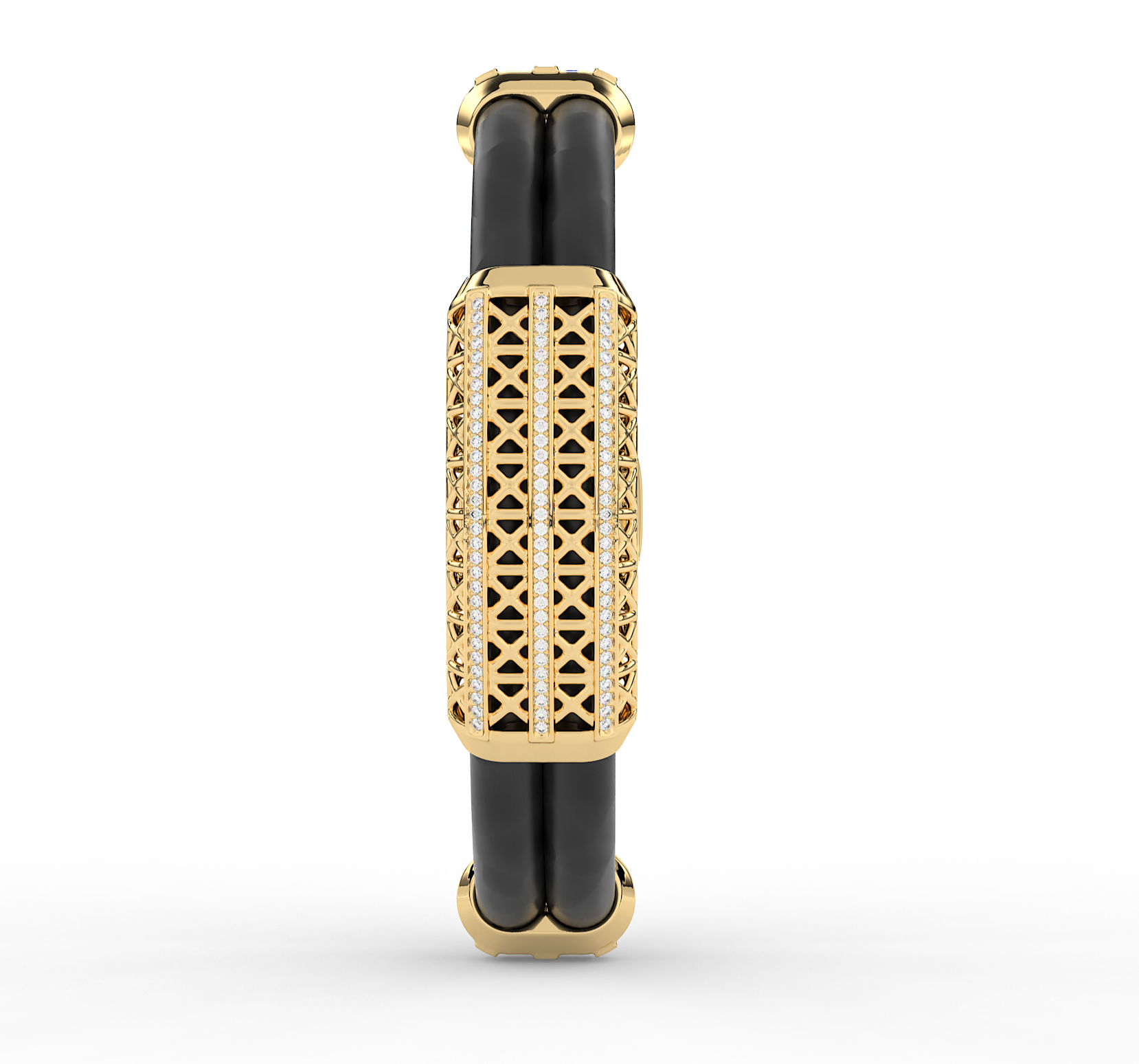 18KT Gold Plated black silicone band moissanite Diamond Lattice Bracelet