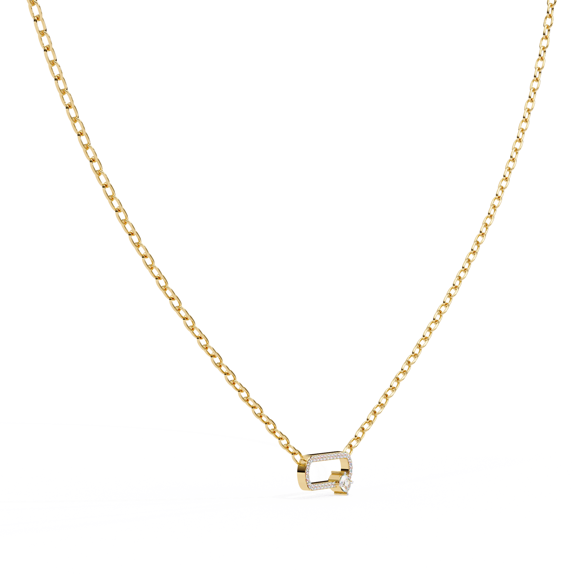 18k gold plated Cushion And Round moissanite Diamond Pendant with chain