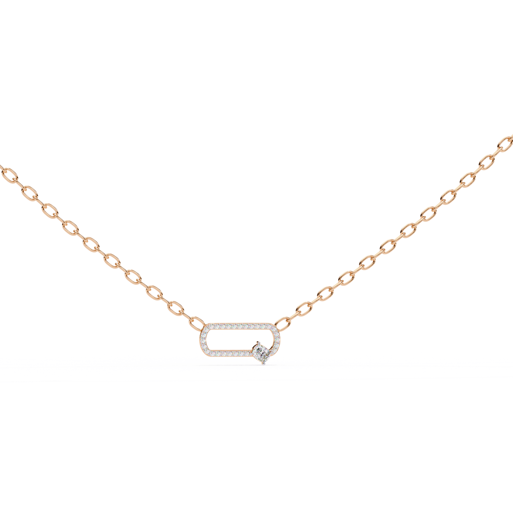 18k gold plated Cushion And Round moissanite Diamond Pendant with chain