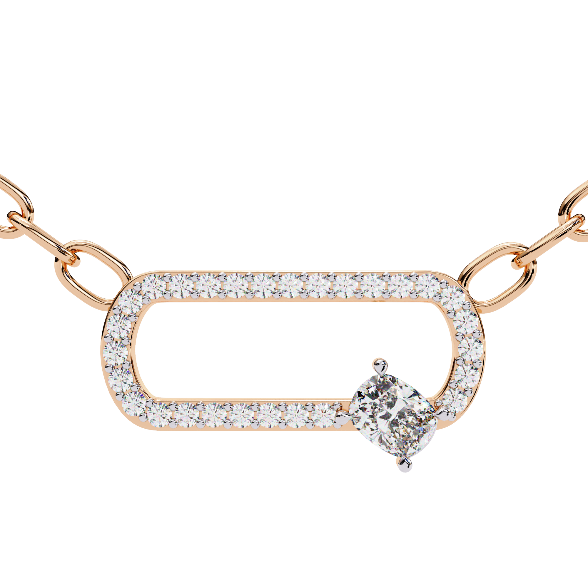 18k gold plated Cushion And Round moissanite Diamond Pendant with chain