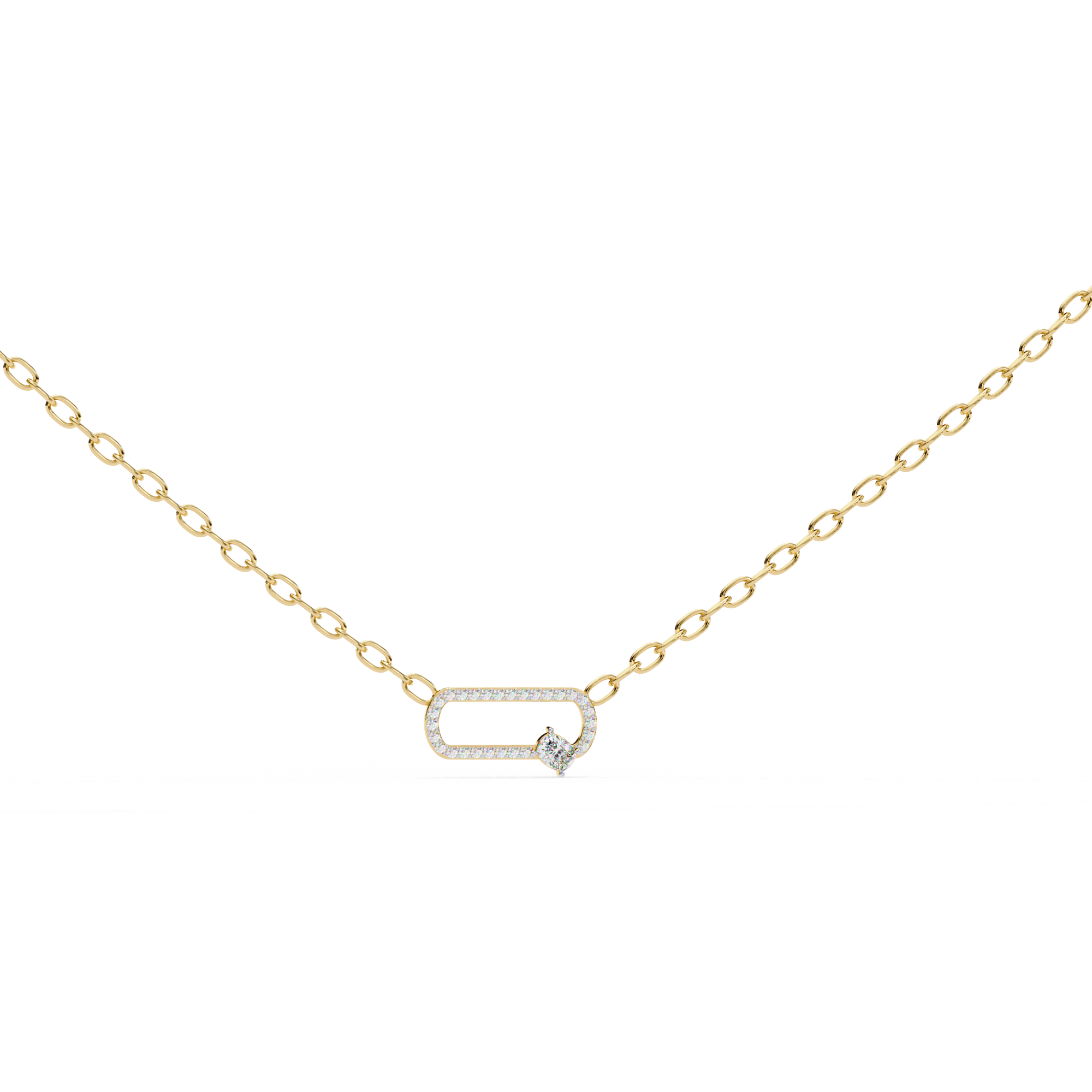 18k gold plated Cushion And Round moissanite Diamond Pendant with chain