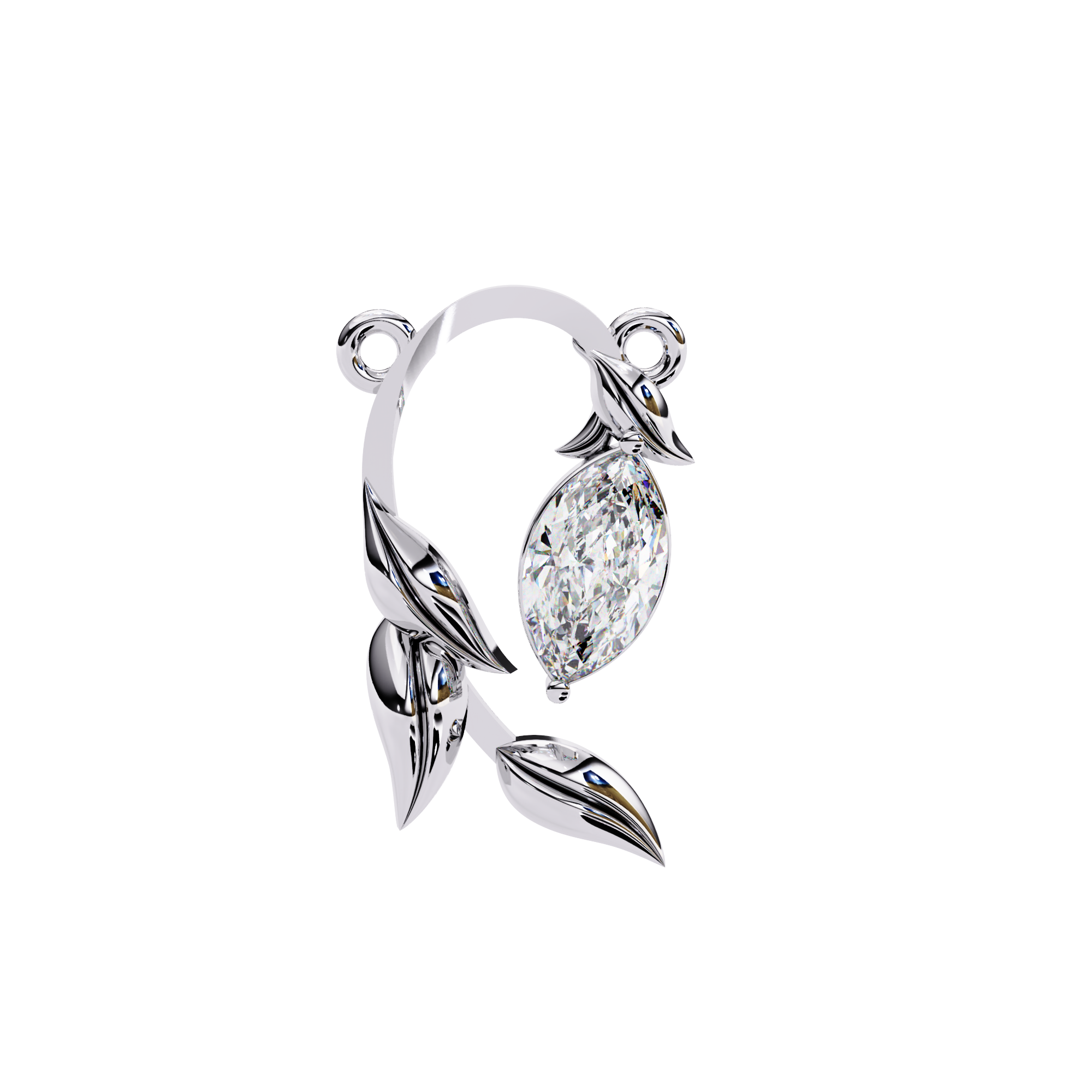 18KT gold Plated Leaflight necklace features a marquise moissanite diamond