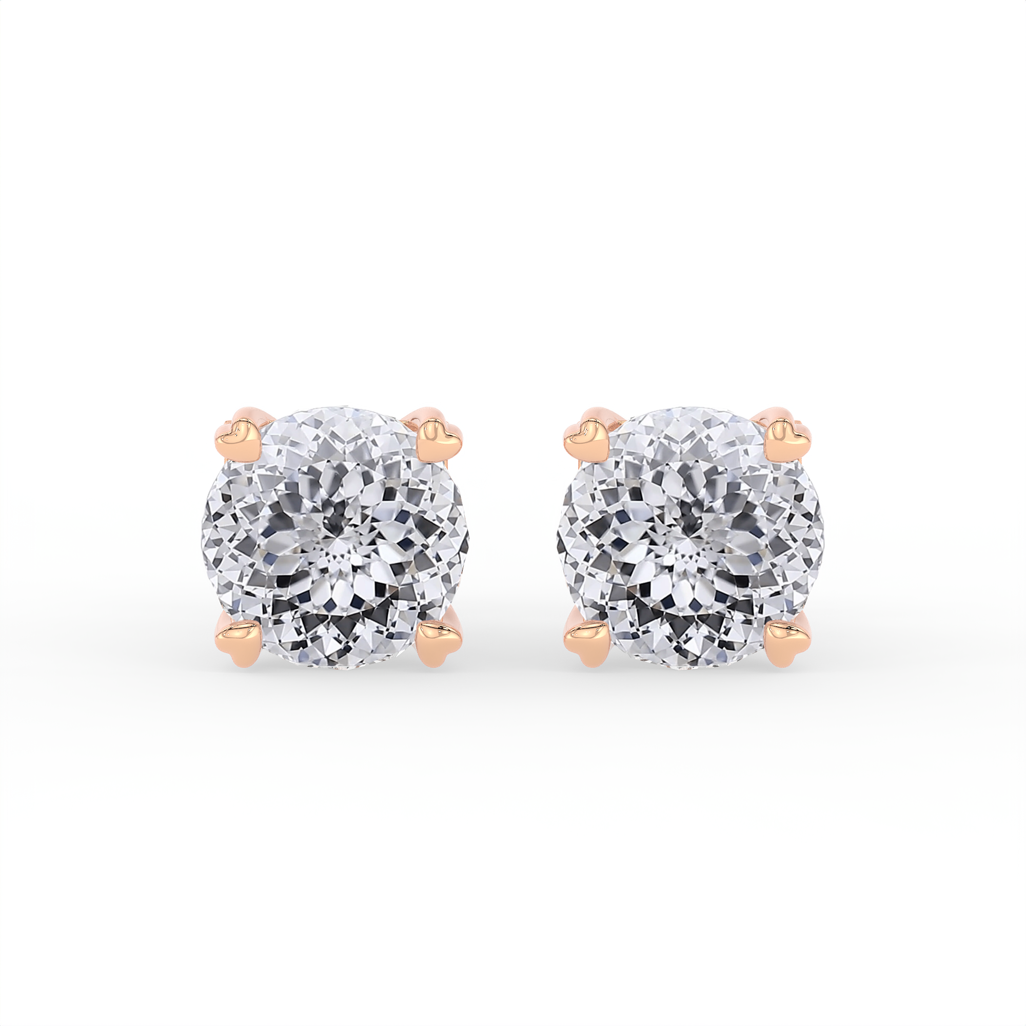 18KT Gold Plated Portuguese Cut Diamond Solitaire Stud Earrings for Women