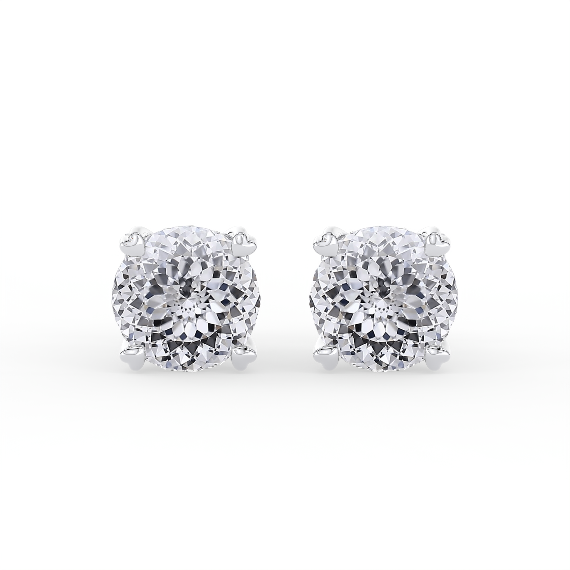 18KT Gold Plated Portuguese Cut Diamond Solitaire Stud Earrings for Women