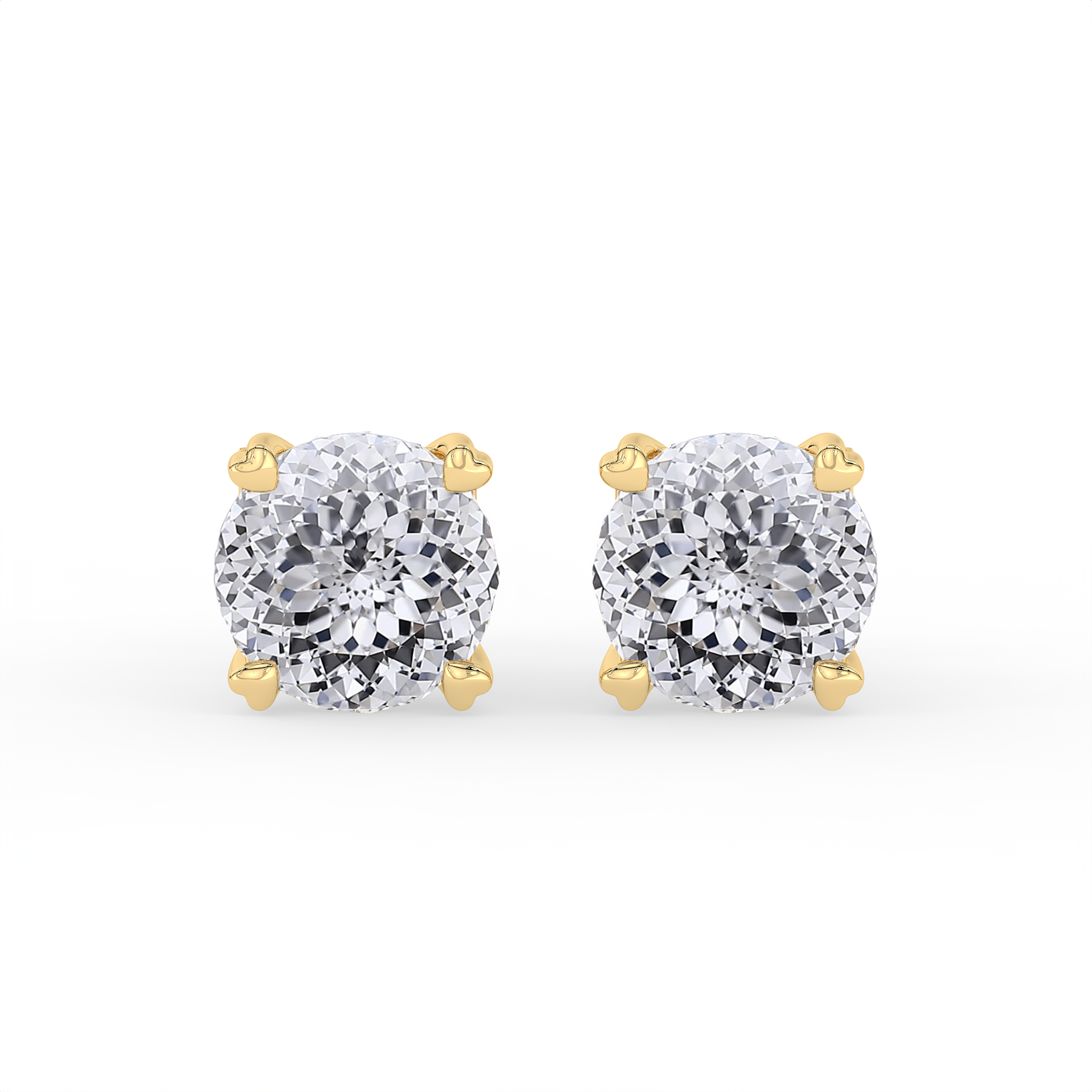 18KT Gold Plated Portuguese Cut Diamond Solitaire Stud Earrings for Women