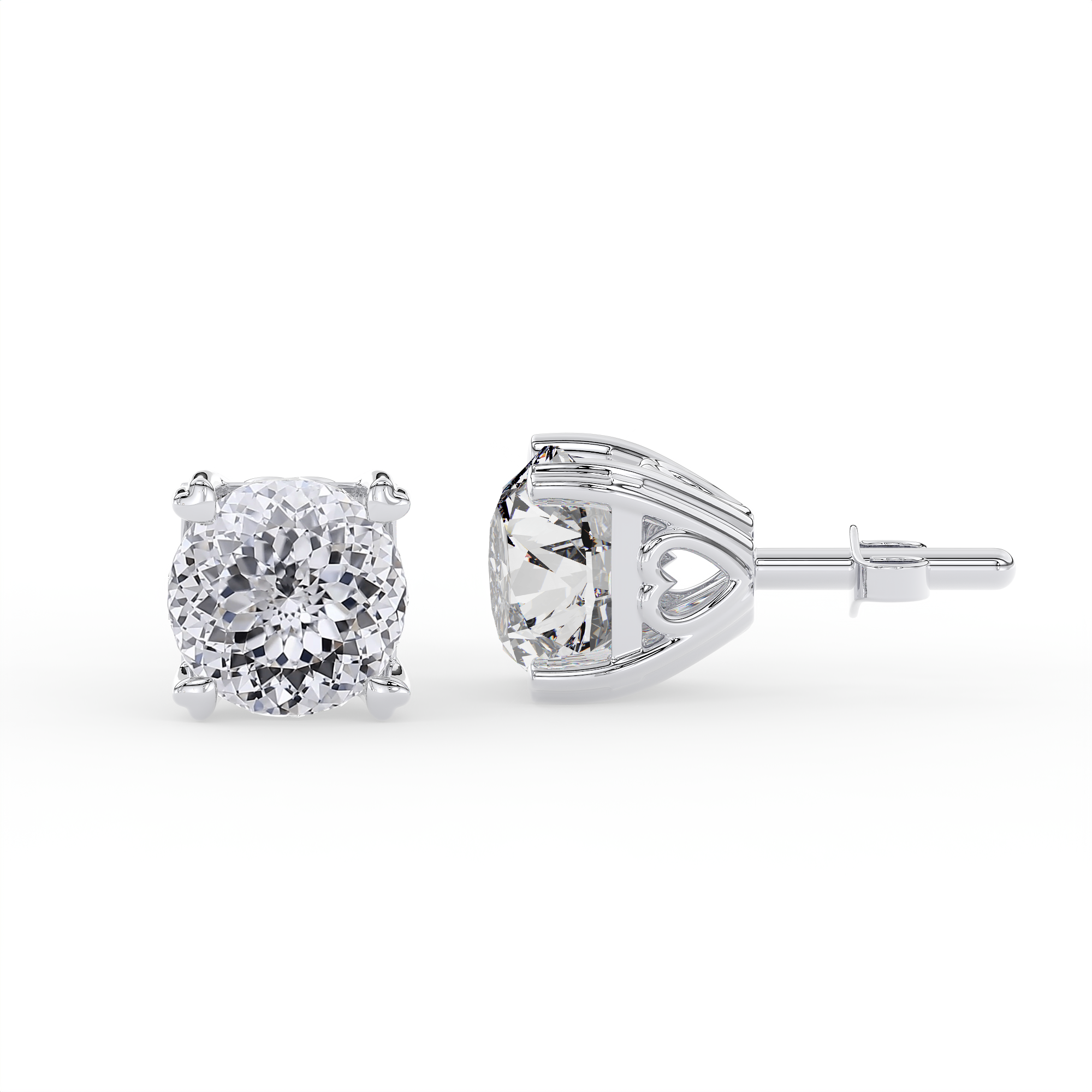 18KT Gold Plated Portuguese Cut Diamond Solitaire Stud Earrings for Women