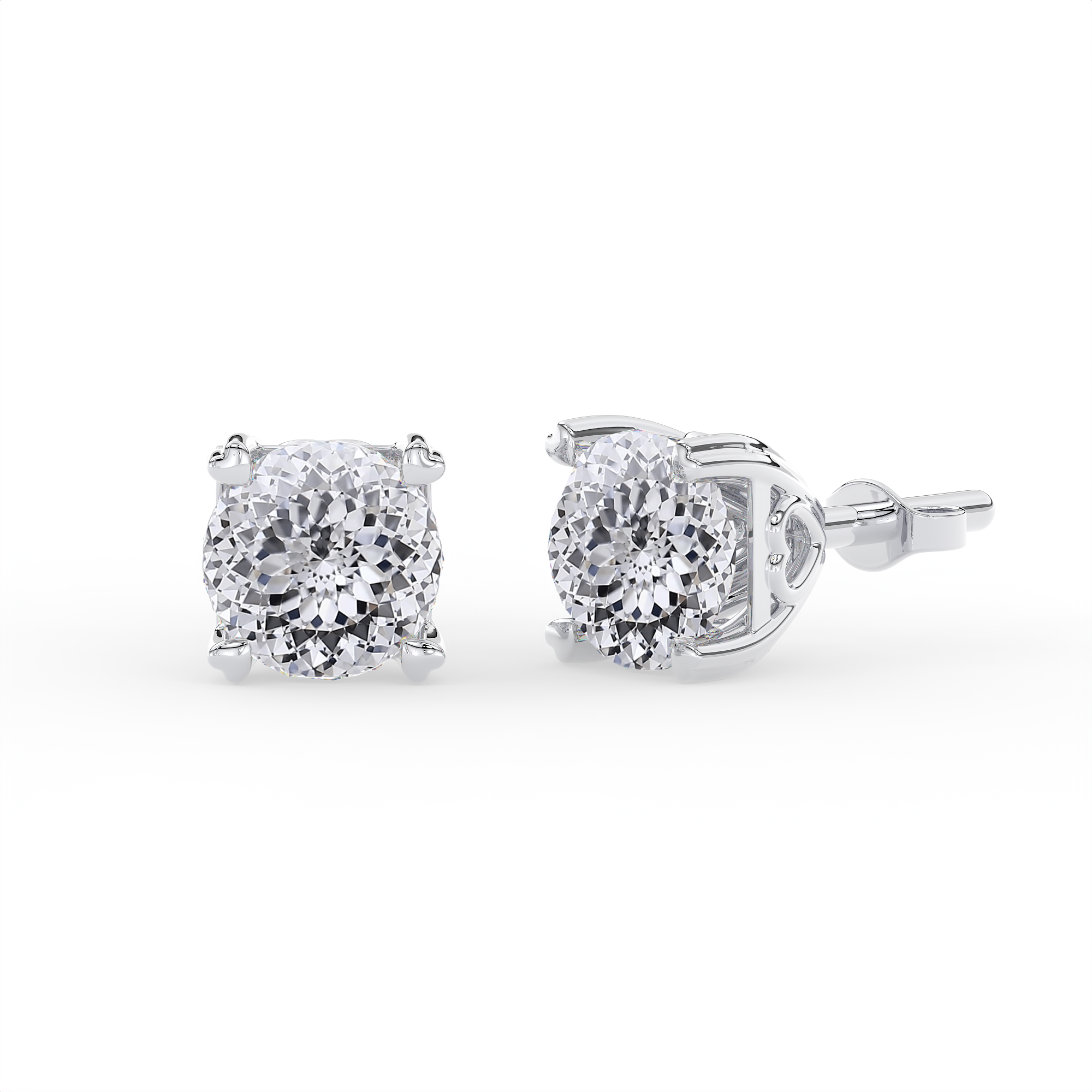 18KT Gold Plated Portuguese Cut Diamond Solitaire Stud Earrings for Women