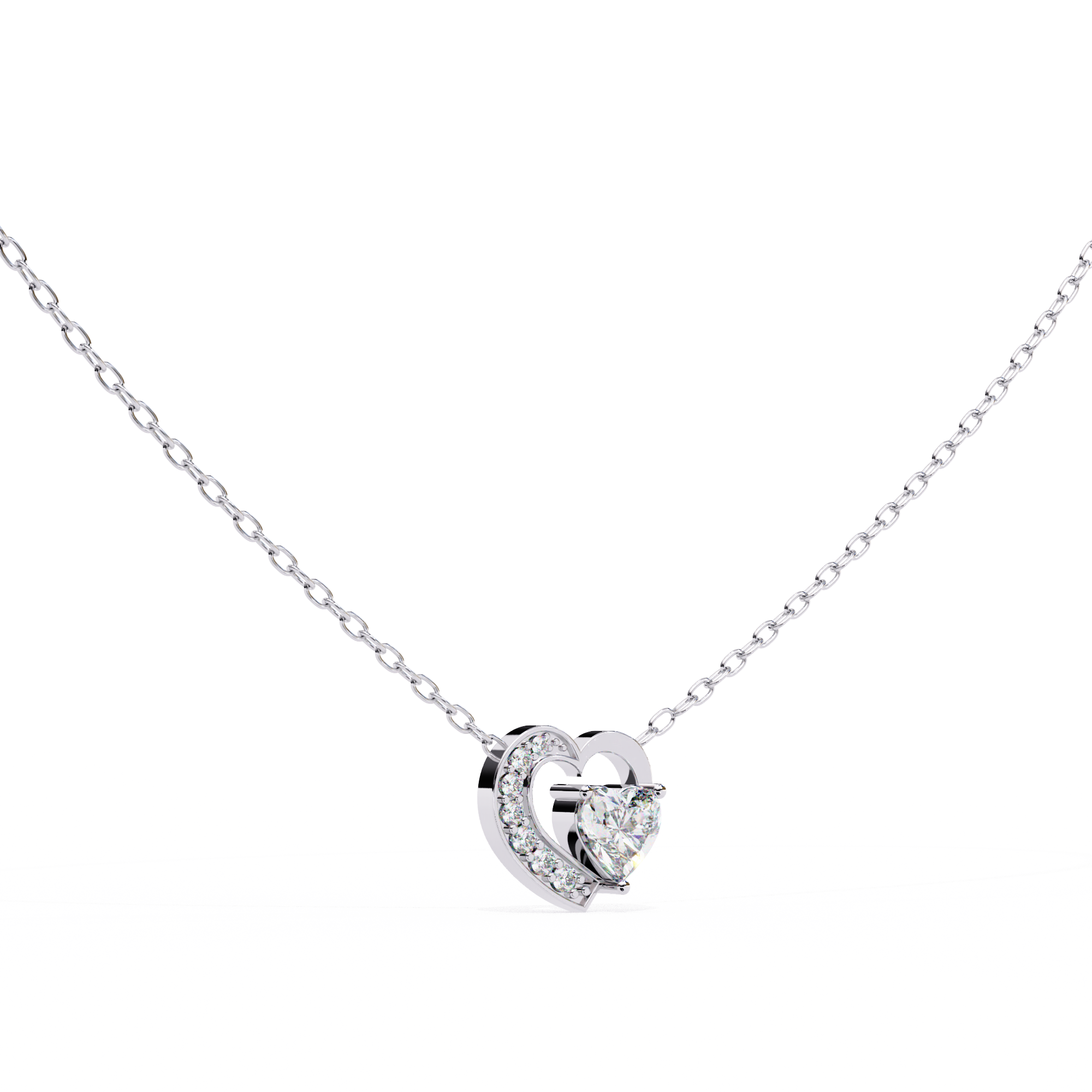 18KT gold plated Pave Heart Solitaire Pendant