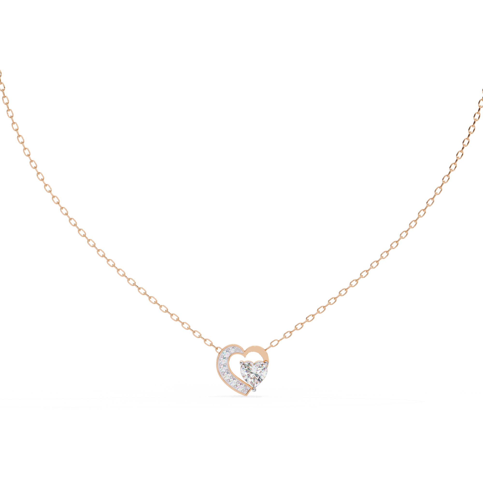 18KT gold plated Pave Heart Solitaire Pendant