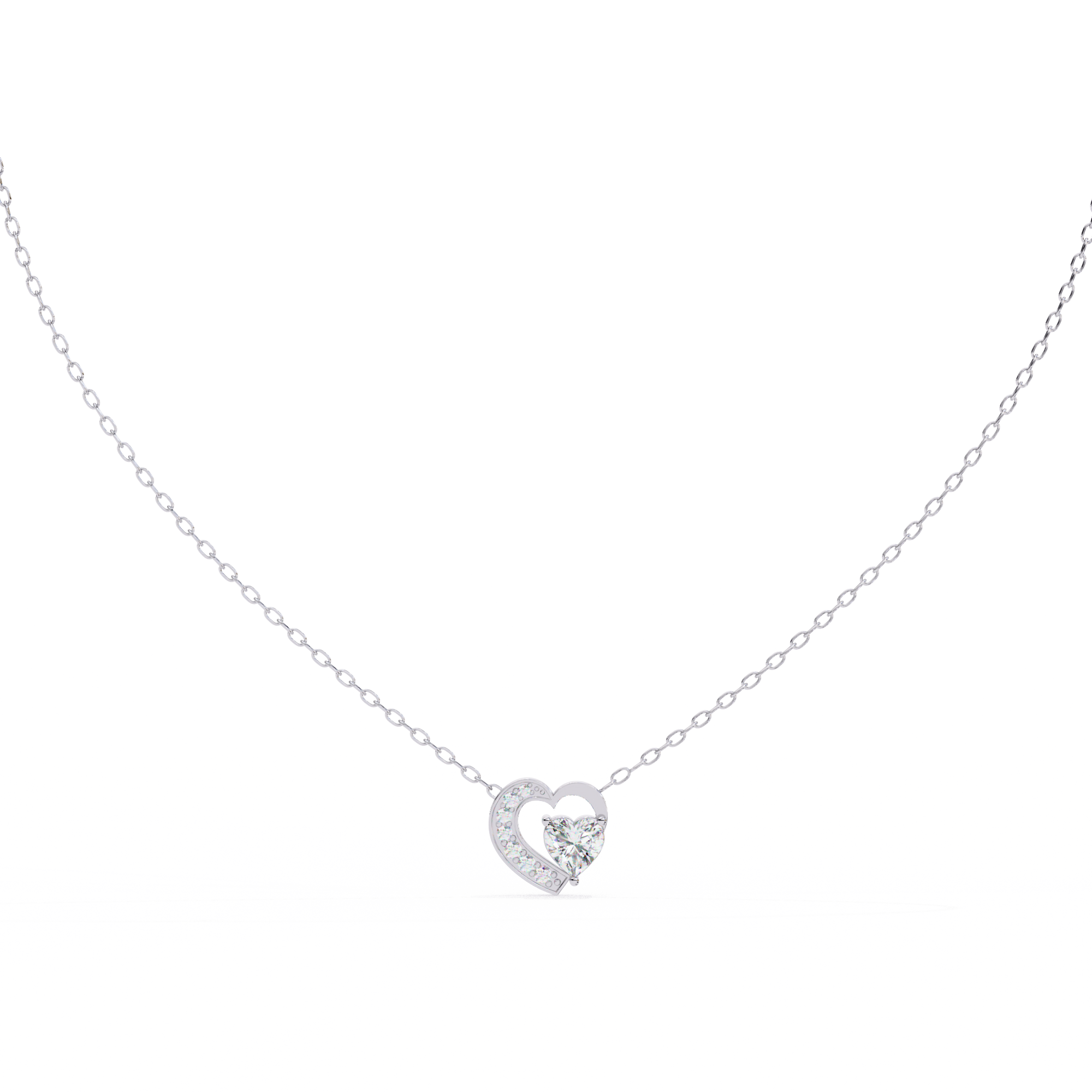 18KT gold plated Pave Heart Solitaire Pendant