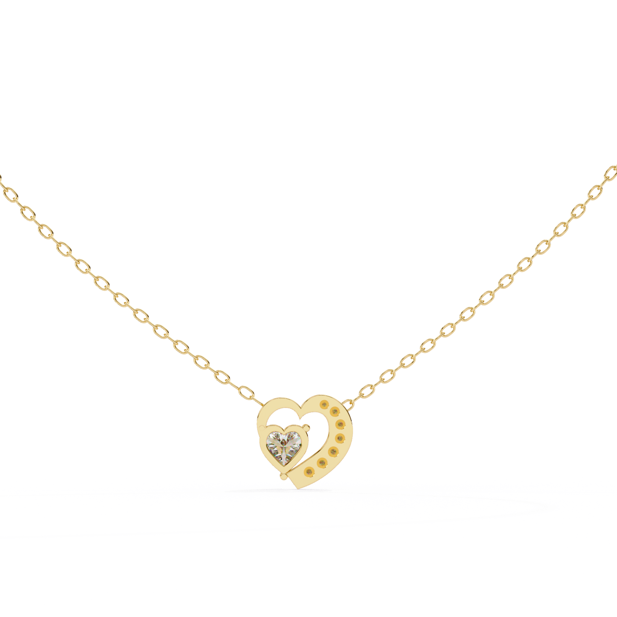 18KT gold plated Pave Heart Solitaire Pendant