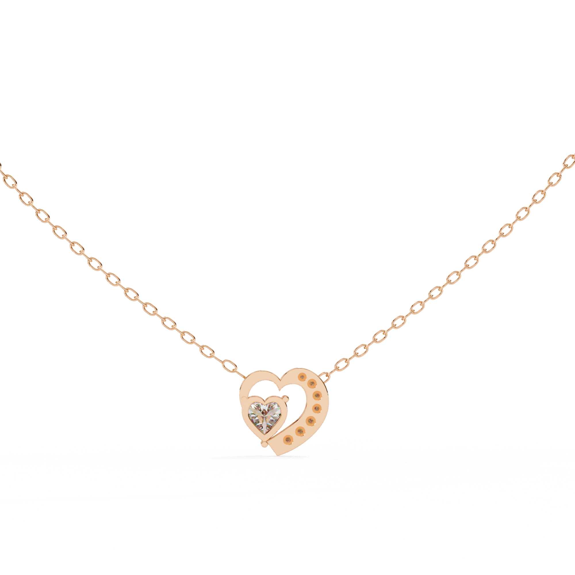 18KT gold plated Pave Heart Solitaire Pendant