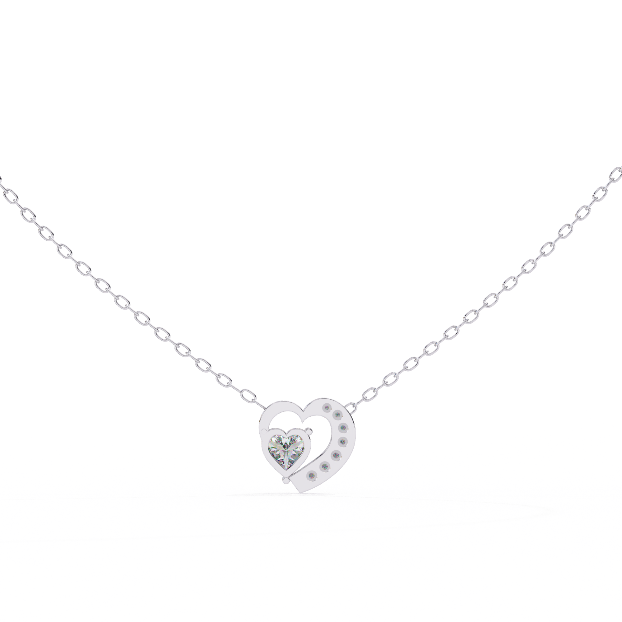18KT gold plated Pave Heart Solitaire Pendant