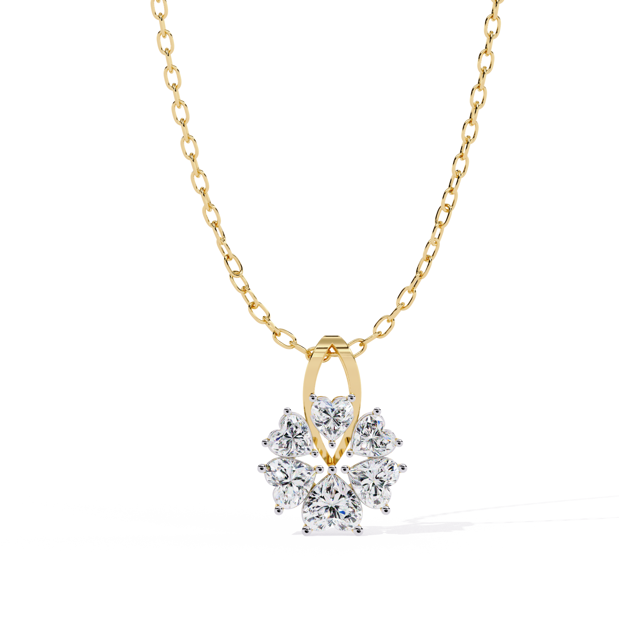 18KT yellow gold Plated Eternal Embrace Solitaire Pendent in featuring Six solitaire stones.